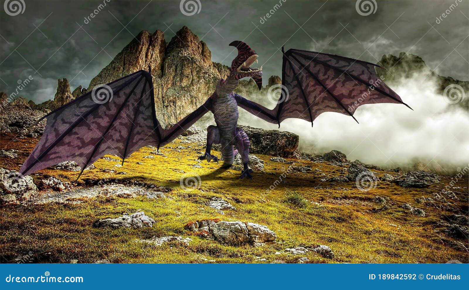 The Mighty Nordic Dragon, 3D Illustration Stock Illustration ...