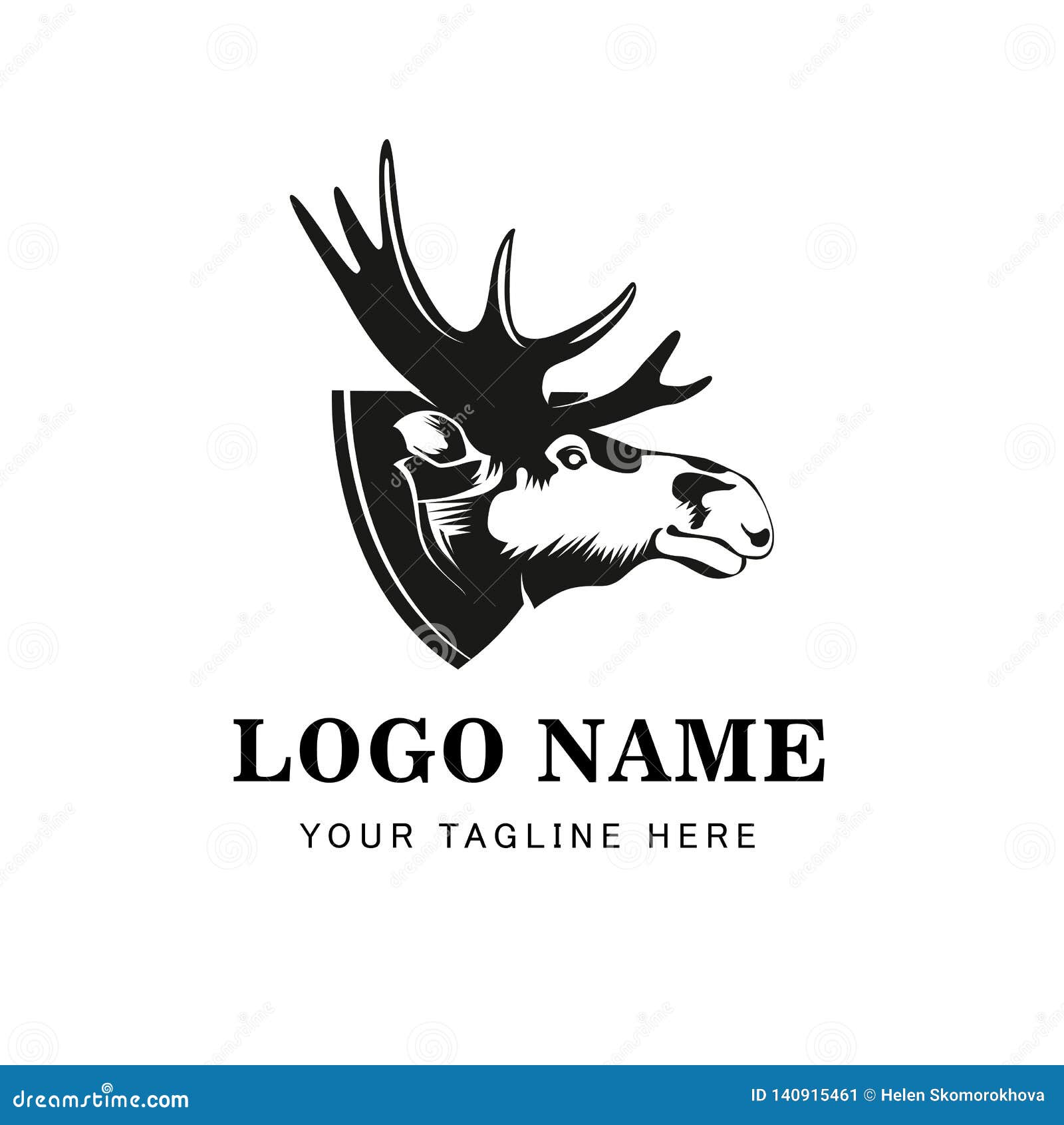 moose head . great for badge label sign icon logo . quality elk emblem. premium retro style drawing