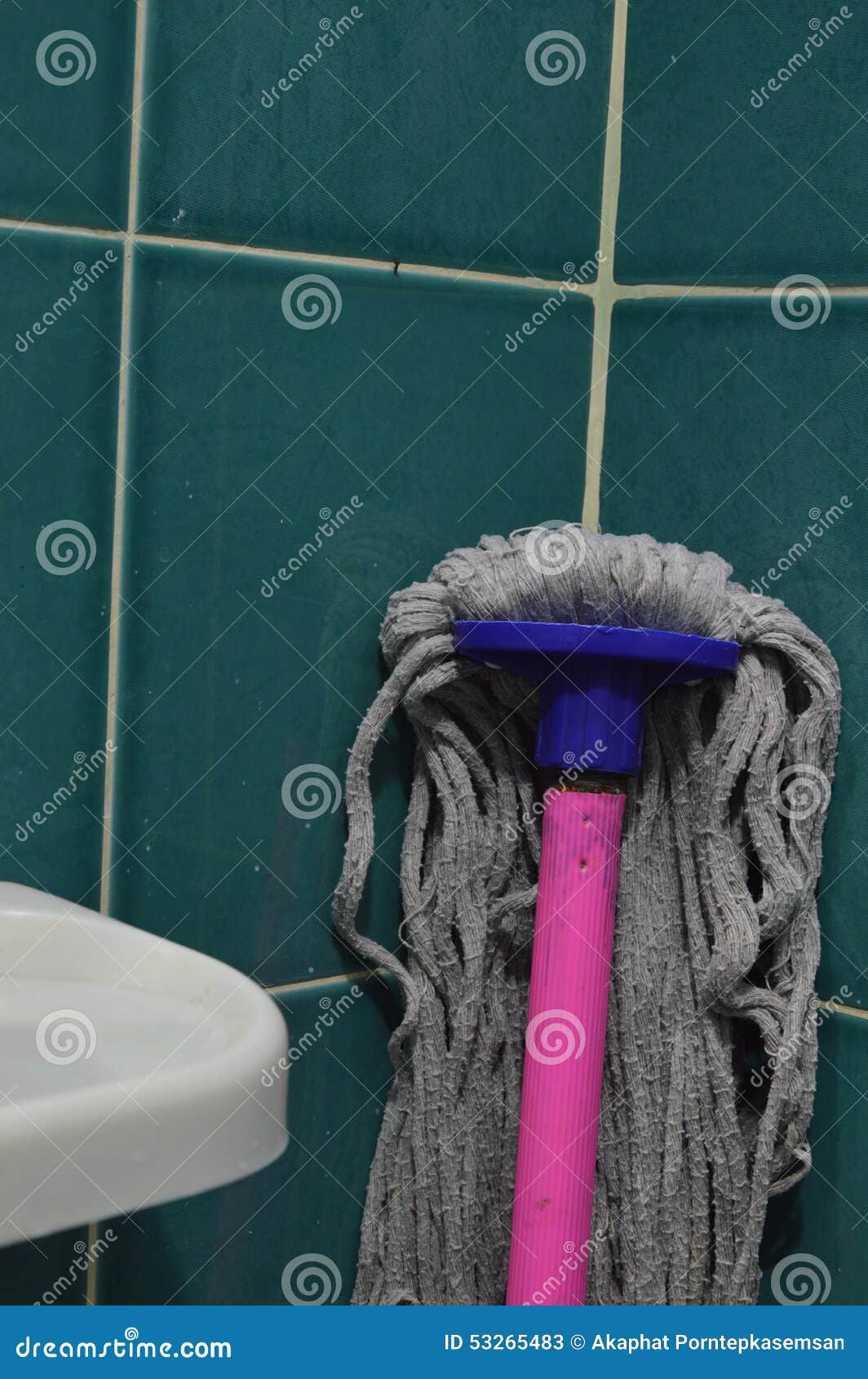 Mop in the bathroom stock image. Image of rubbing, hygienic 53265483