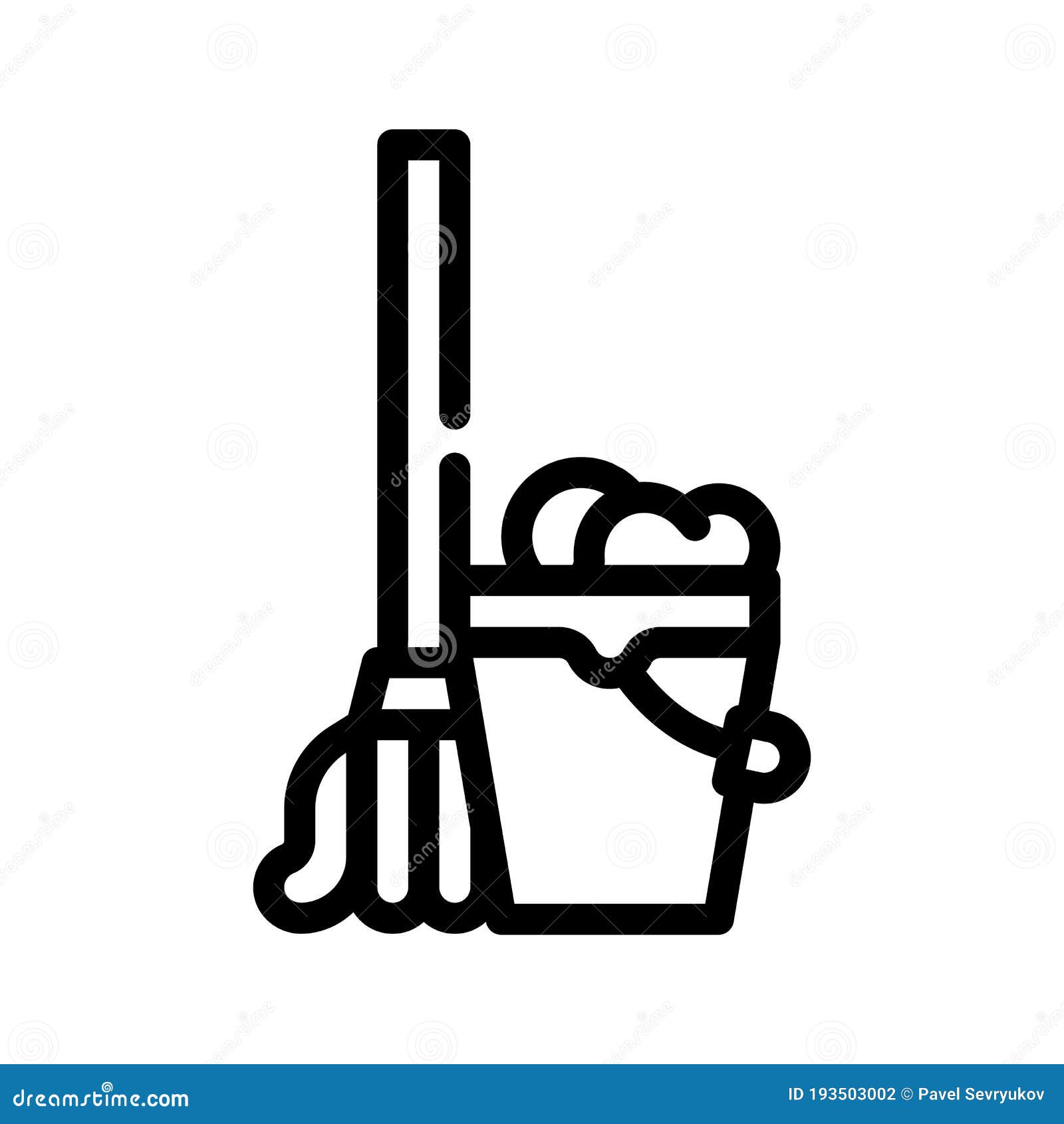 Mop with Bucket Line Icon Vector Illustration Stock Vector ...