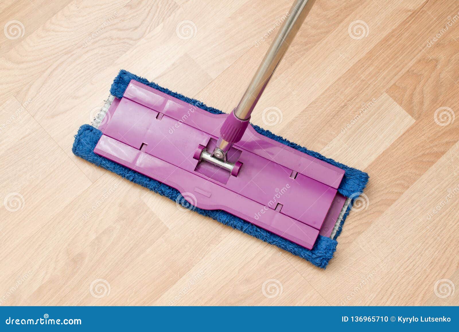Blue mop on the floor stock photo. Image of maintenance 136965710