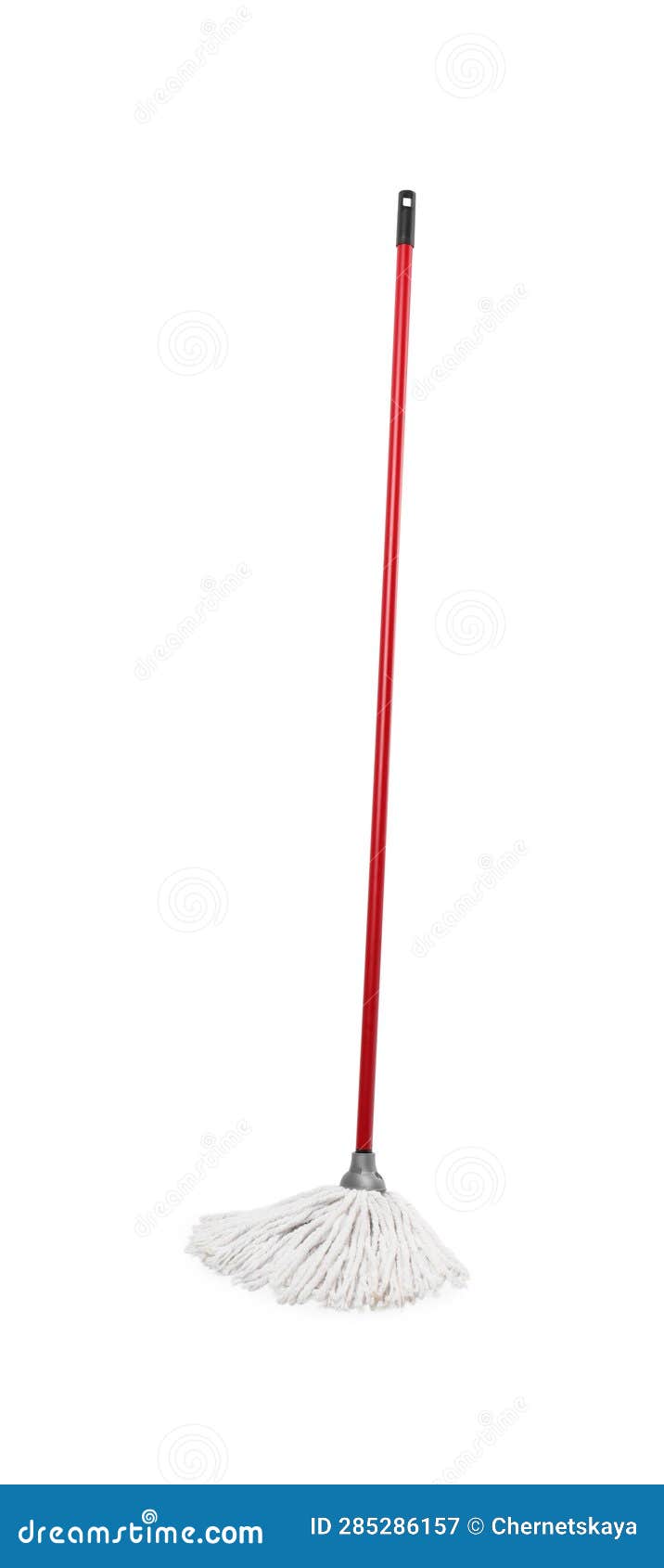 Mop with Plastic Handle Isolated on White Stock Image Image of