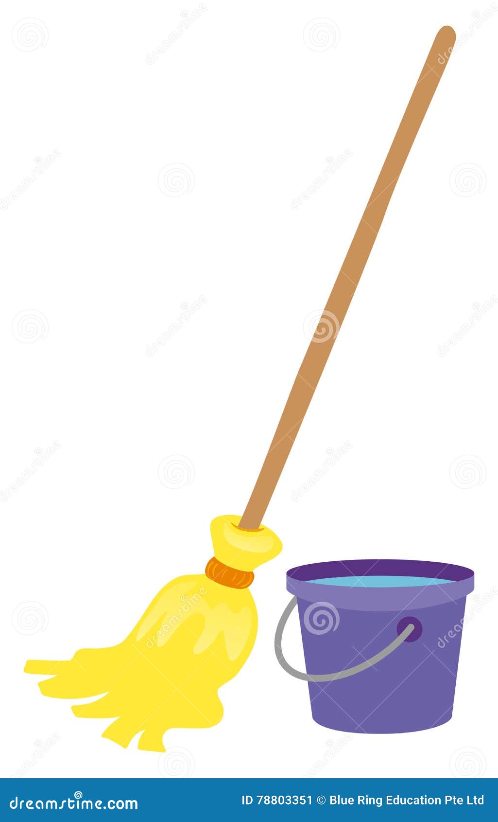 Mop and water bucket stock vector. Illustration of cleaning 78803351