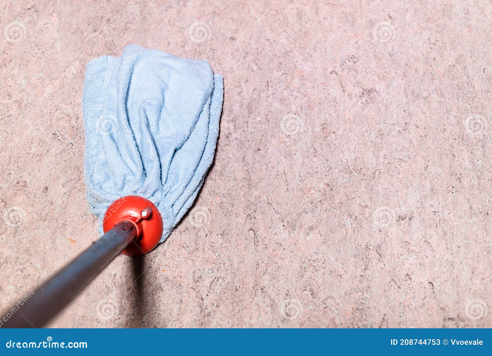 Mop is Wiping Linoleum Floor at Home Stock Image Image of household