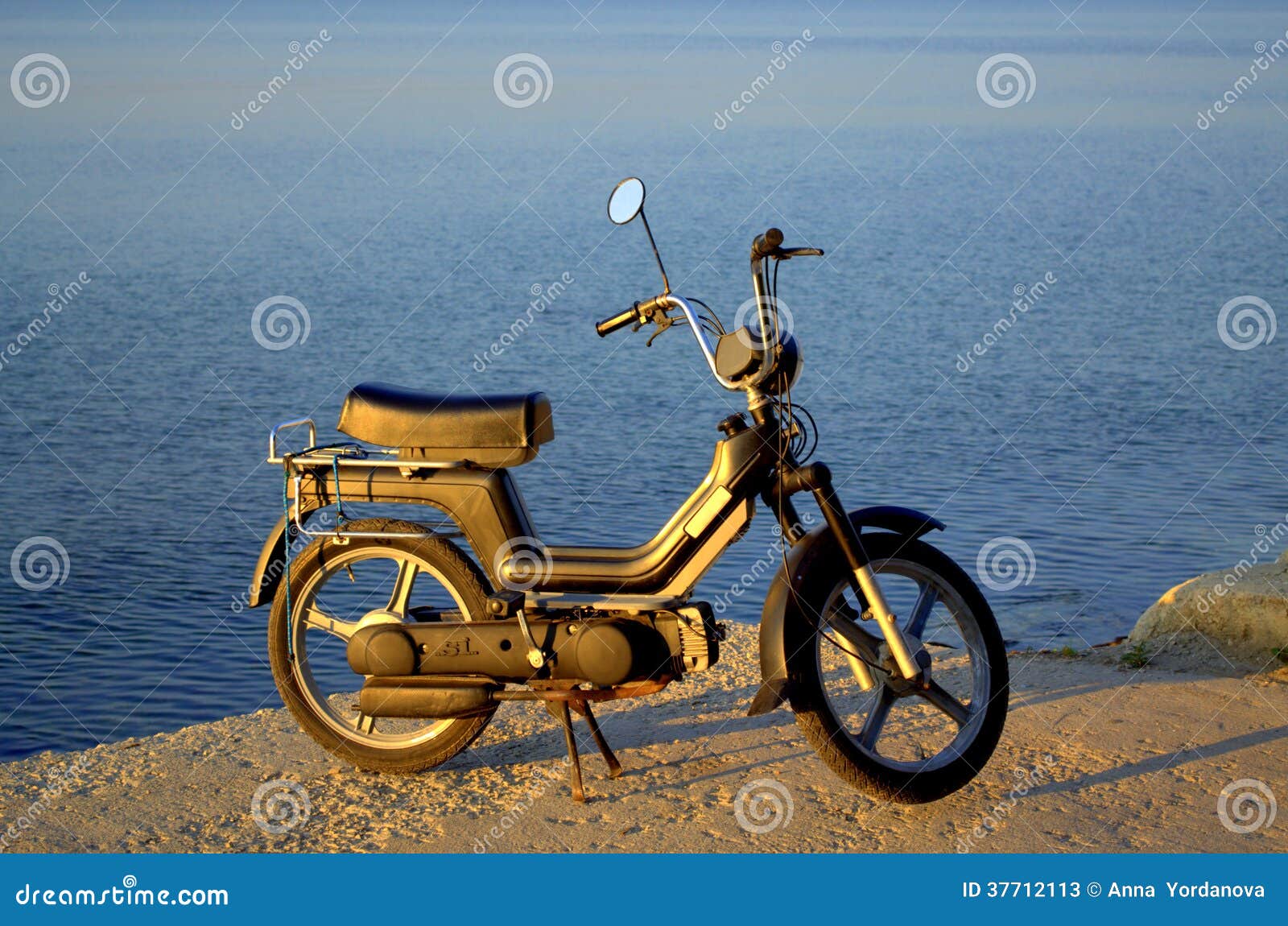 Moped on the shore stock image. Image of fashion, decay 37712113