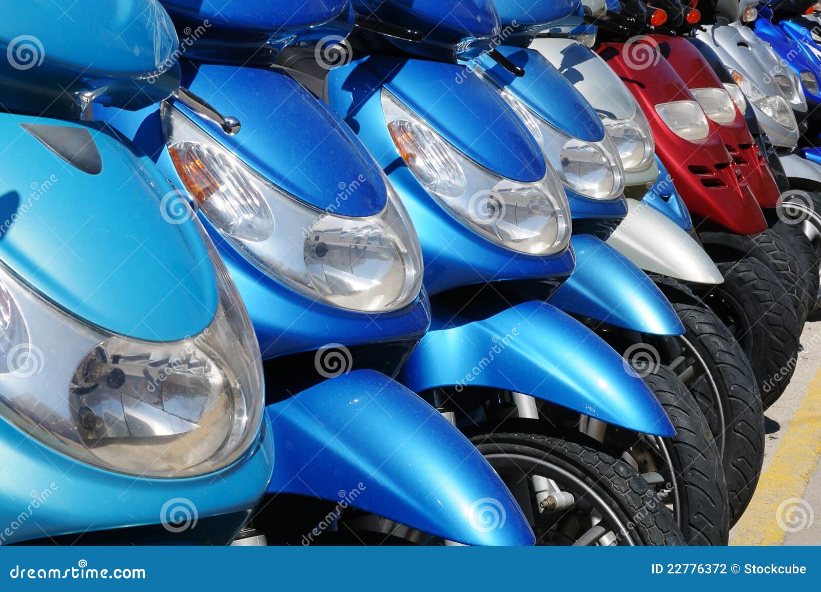 Mopeds or Scooters for Hire Stock Photo Image of colorful, rental