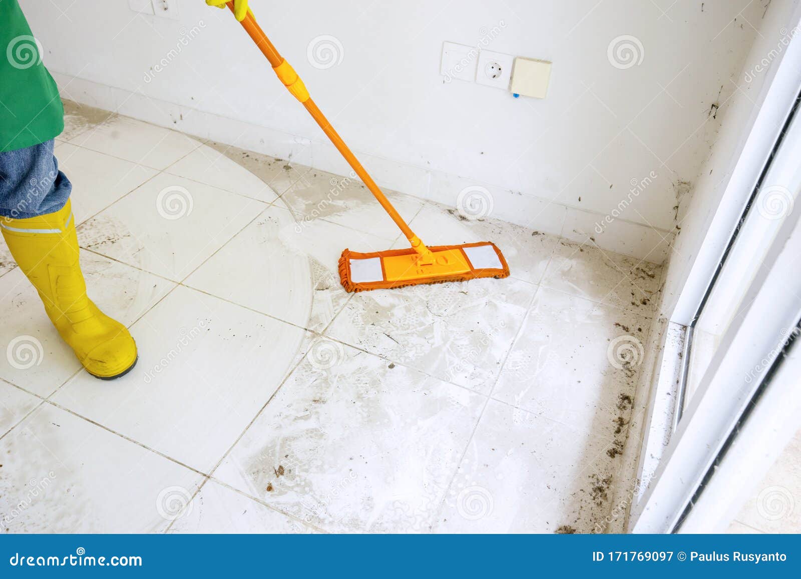 Mopping dirty floor stock image. Image of adult, broom 171769097