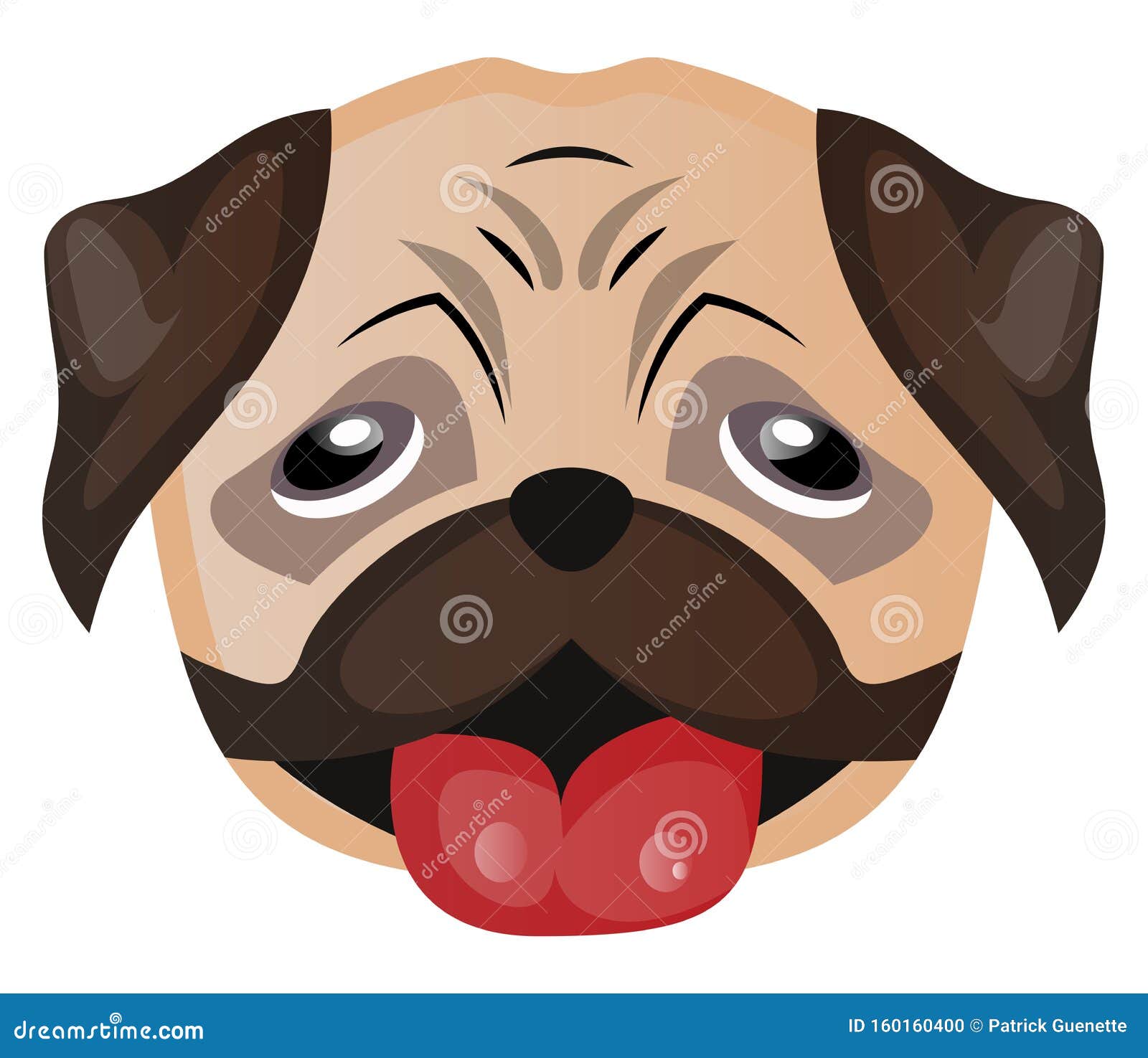 Pug Dog Mops Paw Sitting In Big Pink Cup. Cute Cartoon Character. Flat