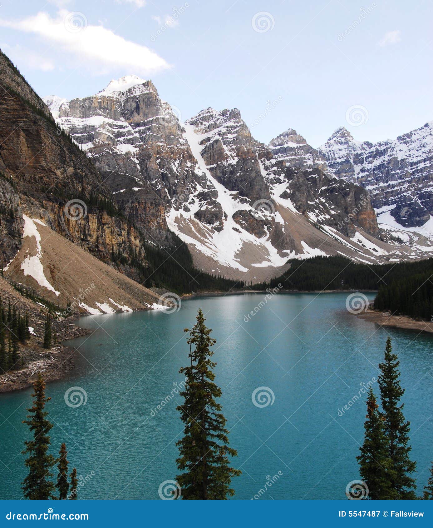moraine lake and mountain peaks