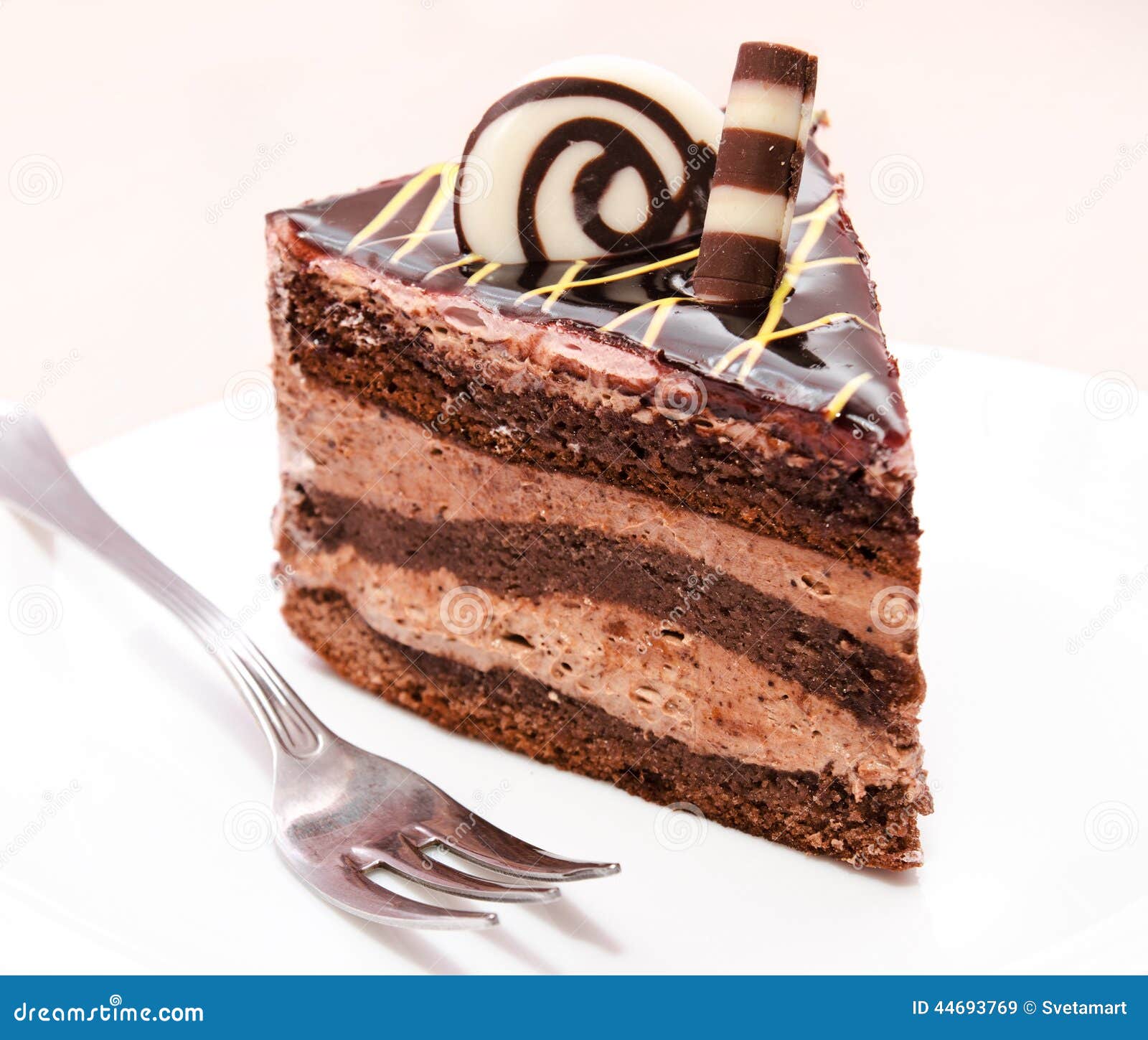 Morceau De Gateau Et De Fourchette De Chocolat Image Stock Image Du Decore Delicieux