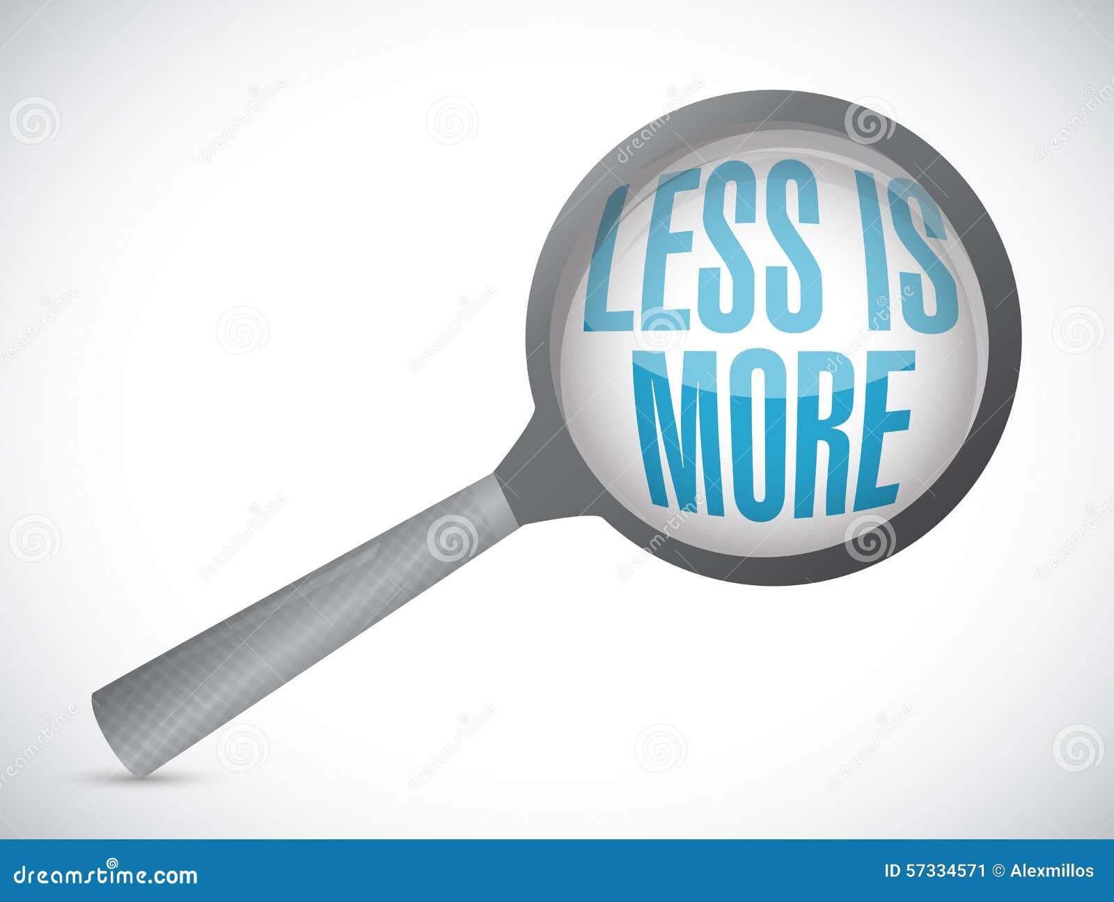 Less is More Magnify Glass Sign Concept Stock Illustration