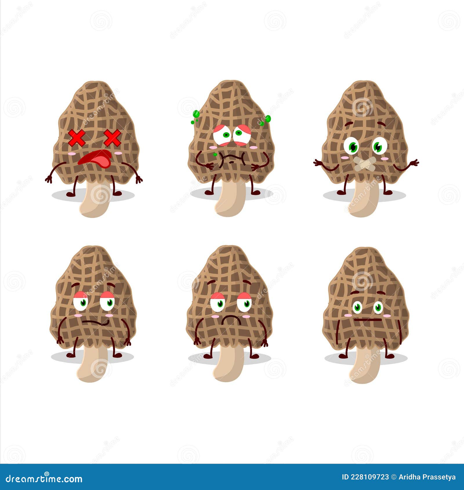 Morel Cartoon in Character with Nope Expression Stock Vector