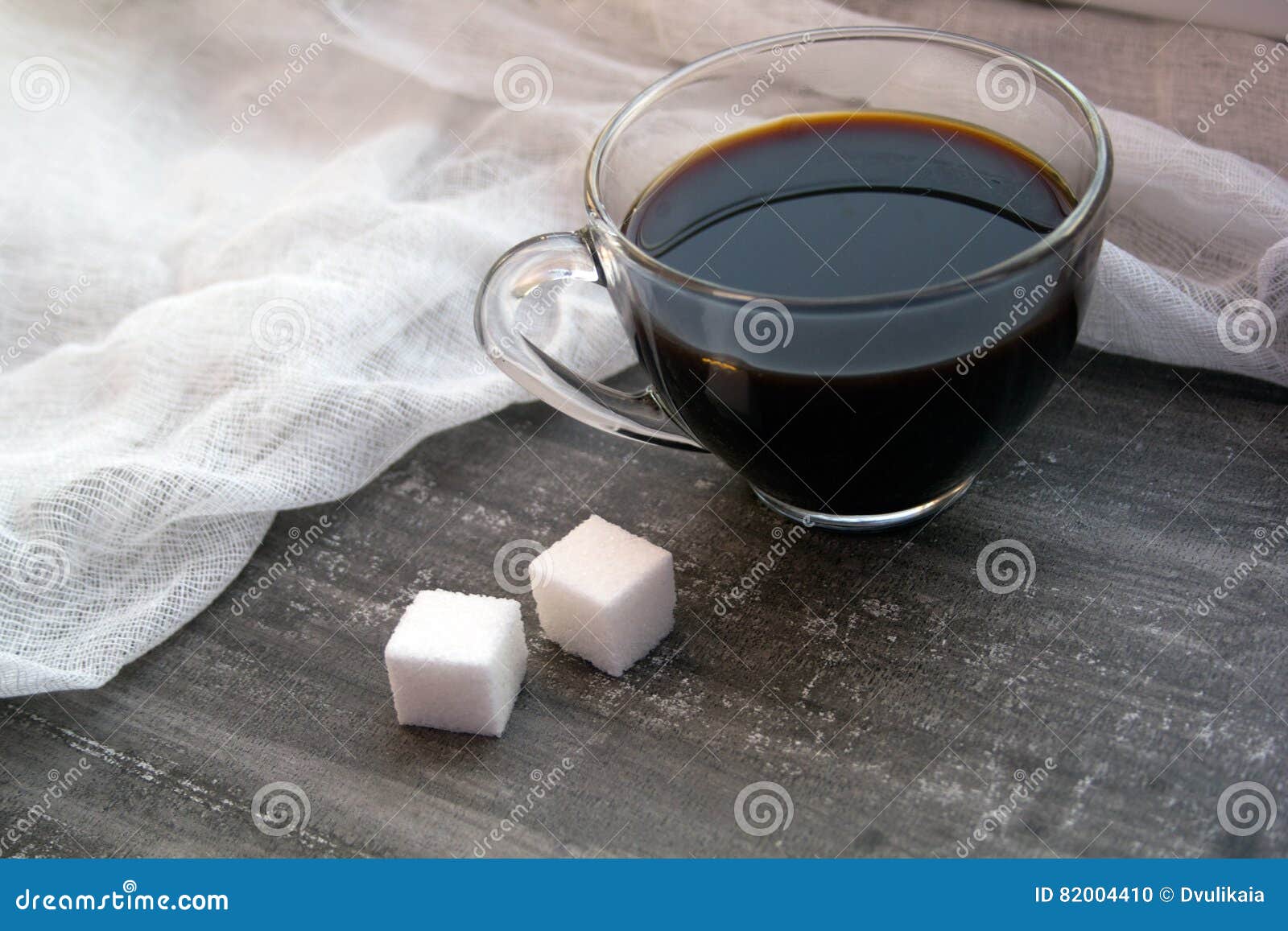 Morning Black Coffee with Sugar Cubes, Stock Photo Image of focus