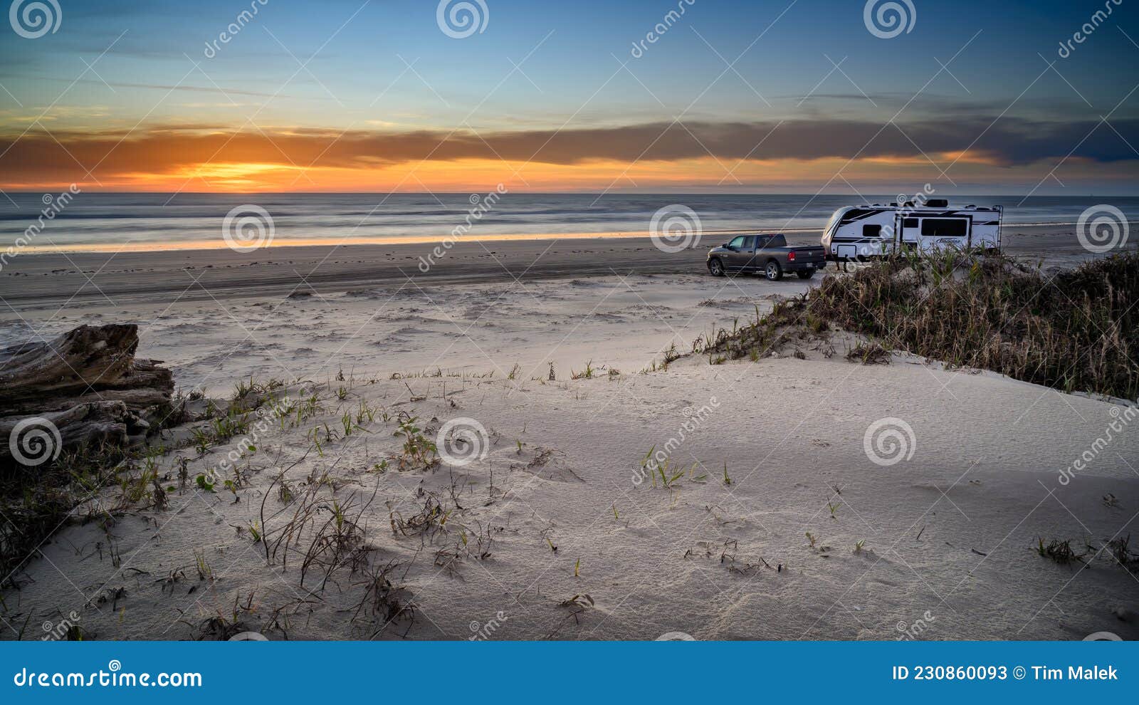 Morning Camp on Padre Island Stock Image - Image of camper, scene ...