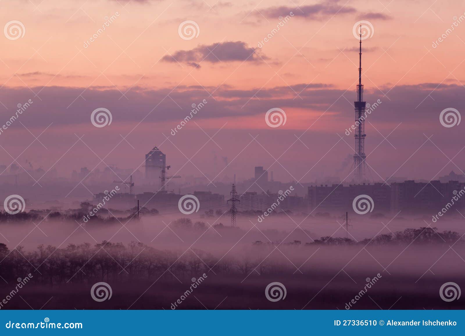 Morning in the city. stock photo. Image of mist, park - 27336510