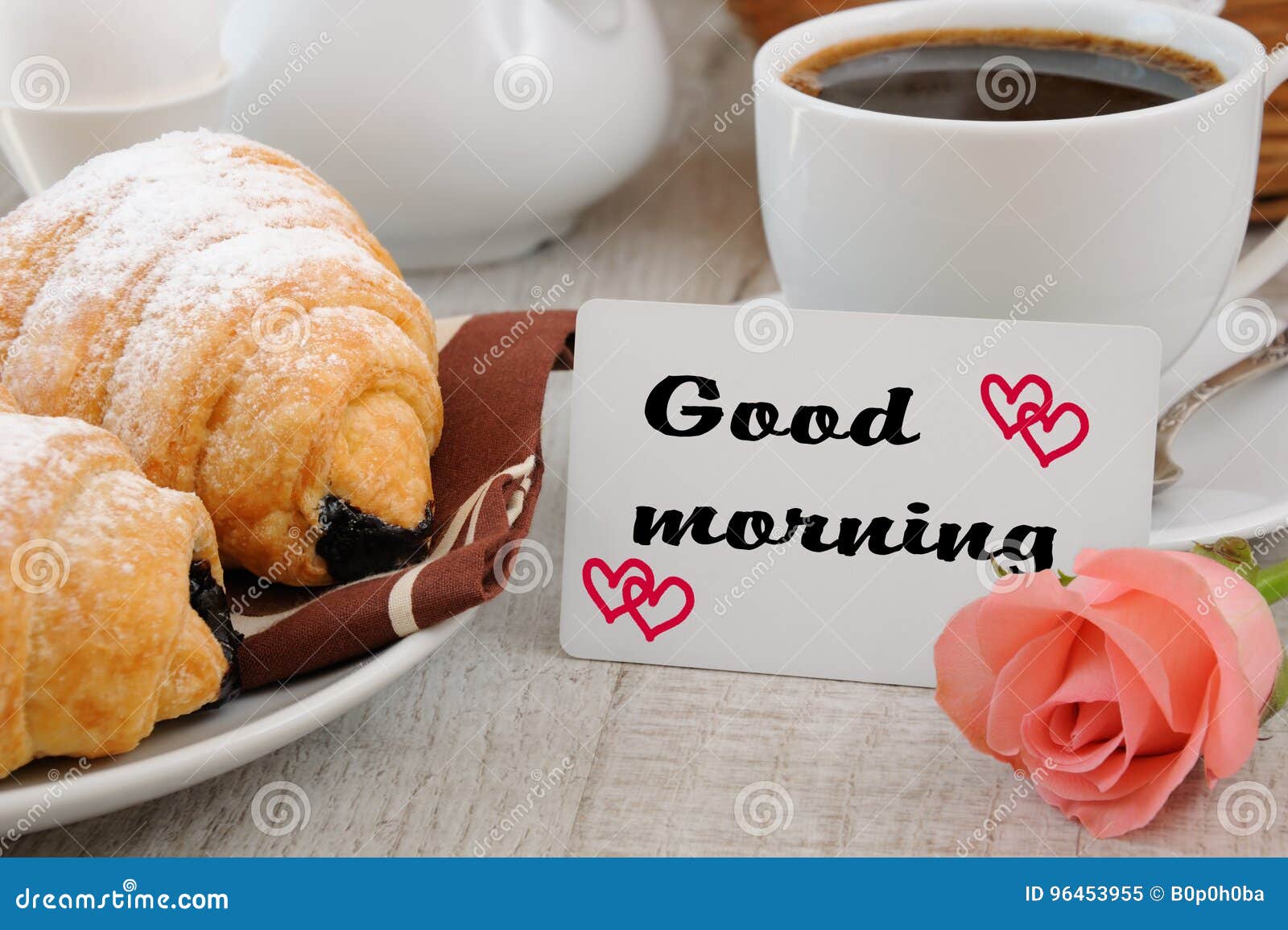 Morning Coffee Cup Croissant Stock Image - Image of oneself ...