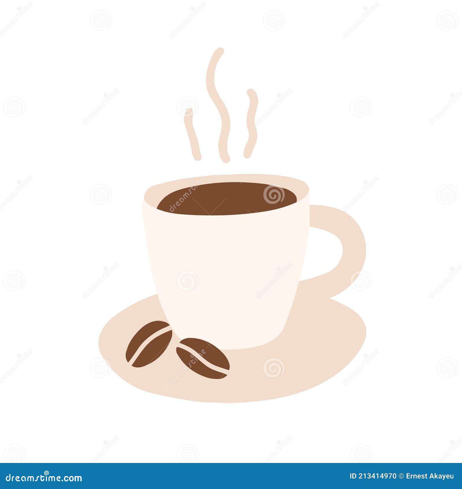 morning coffee cup with hot freshly brewed espresso or americano. mug of aromatic caffeine drink with steam, saucer and