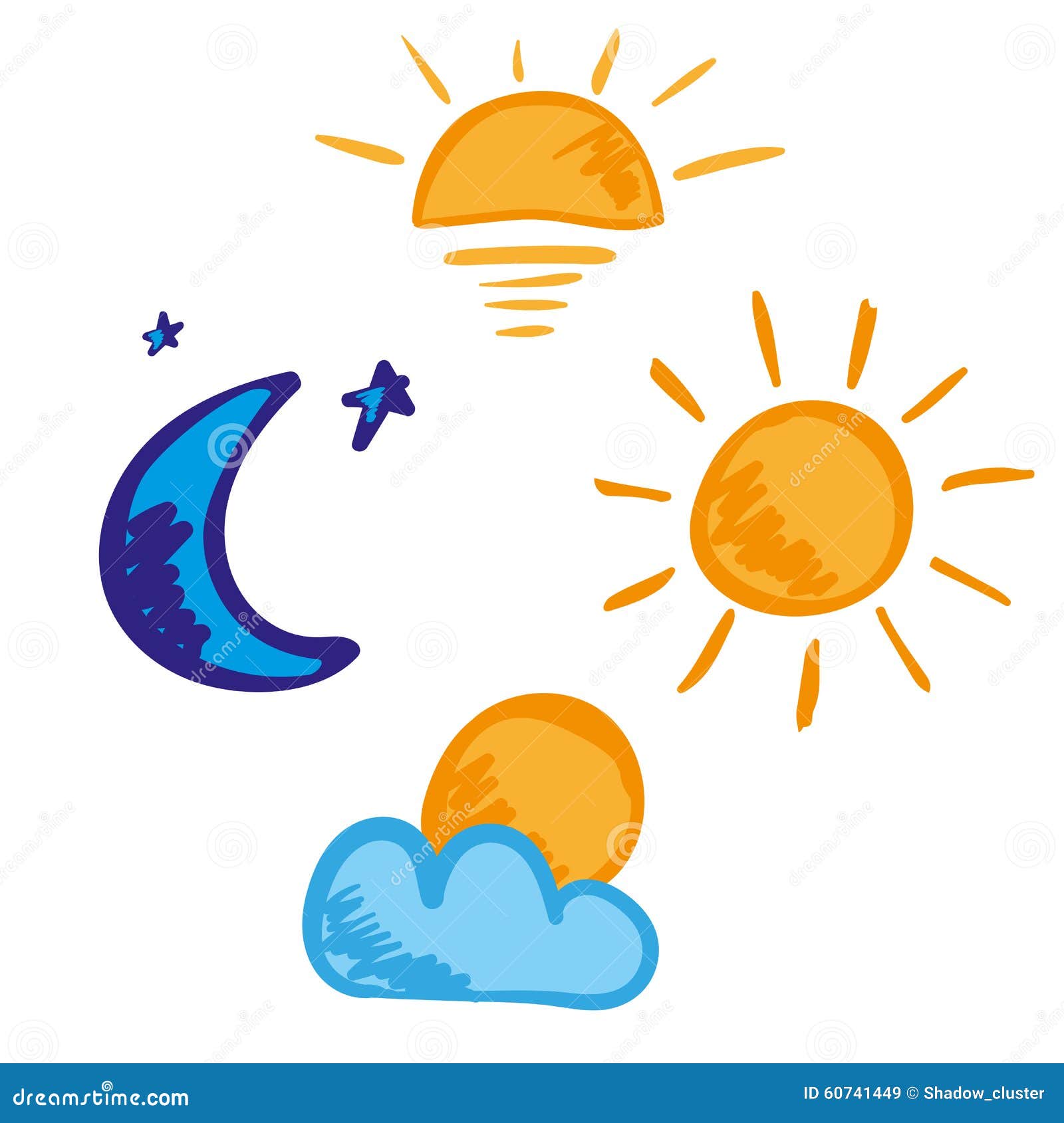 Morning Day Evening Night Icon Set Stock Vector - Illustration of dark ...