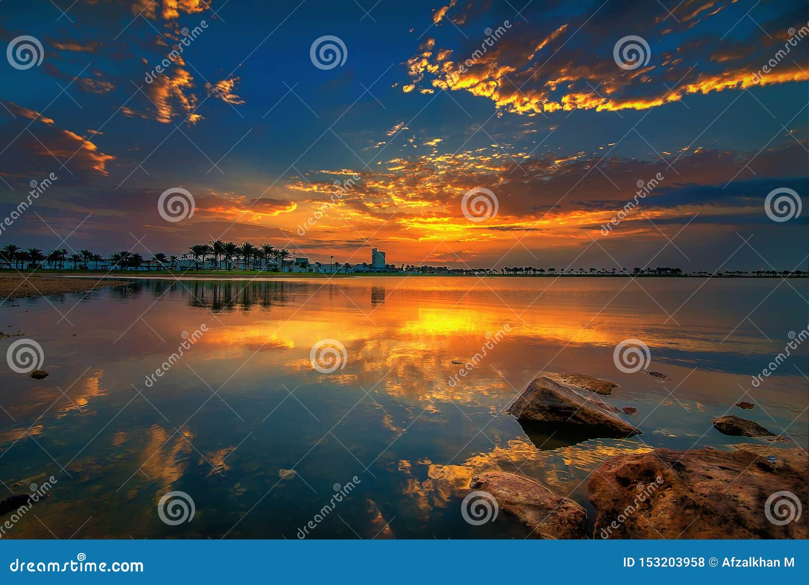 morning drama sunrise view in modon lake dammam saudi arabia