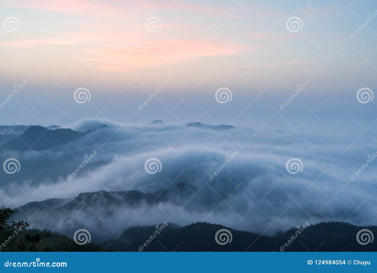 Morning Glow And Clouds Fog In The Mountains Stock Photo Image Of Scenic Forest