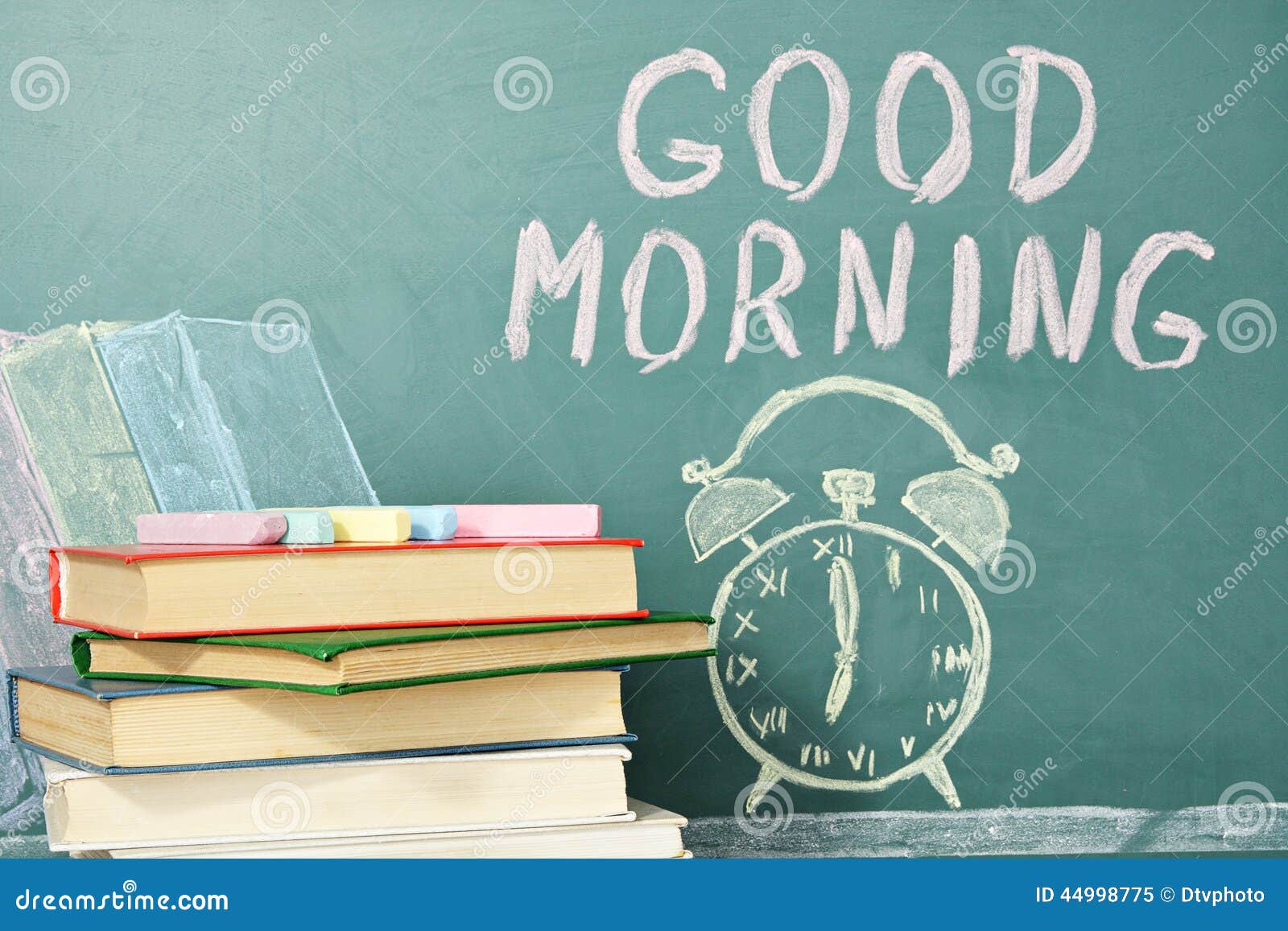 Morning stock illustration. Image of hours, drawing, chalkboard - 44998775