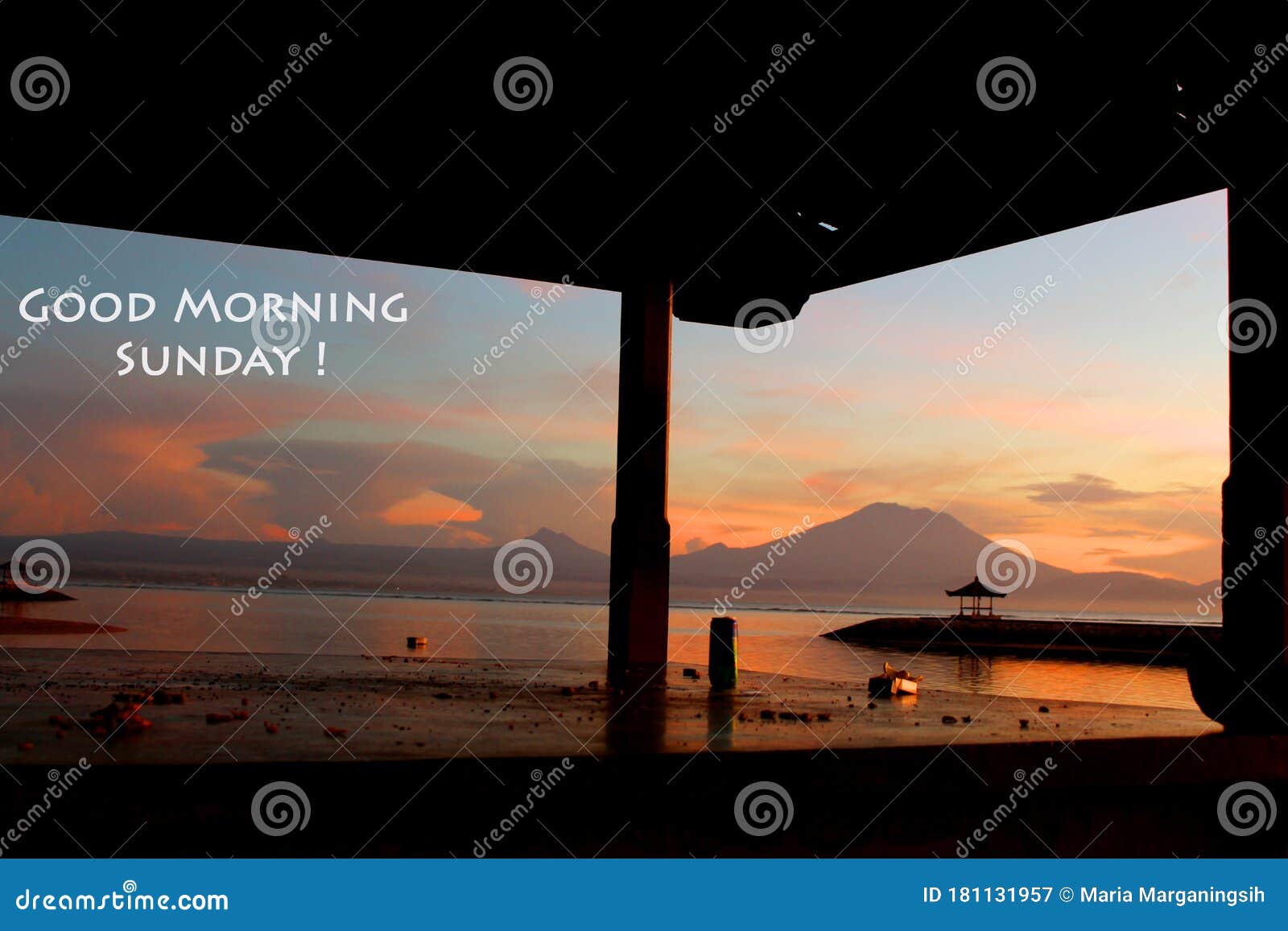 Sunday Morning Greetings Good Morning Sunday With Colorful Sky Over The Sea Mountain At Sunrise In Movie Perspective View Stock Image Image Of Composition Greetings