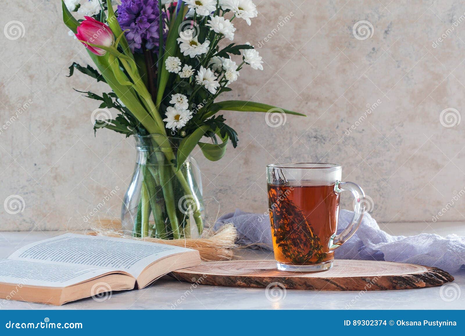 Morning Herbal Tea with Thyme and Croissant Stock Photo Image of