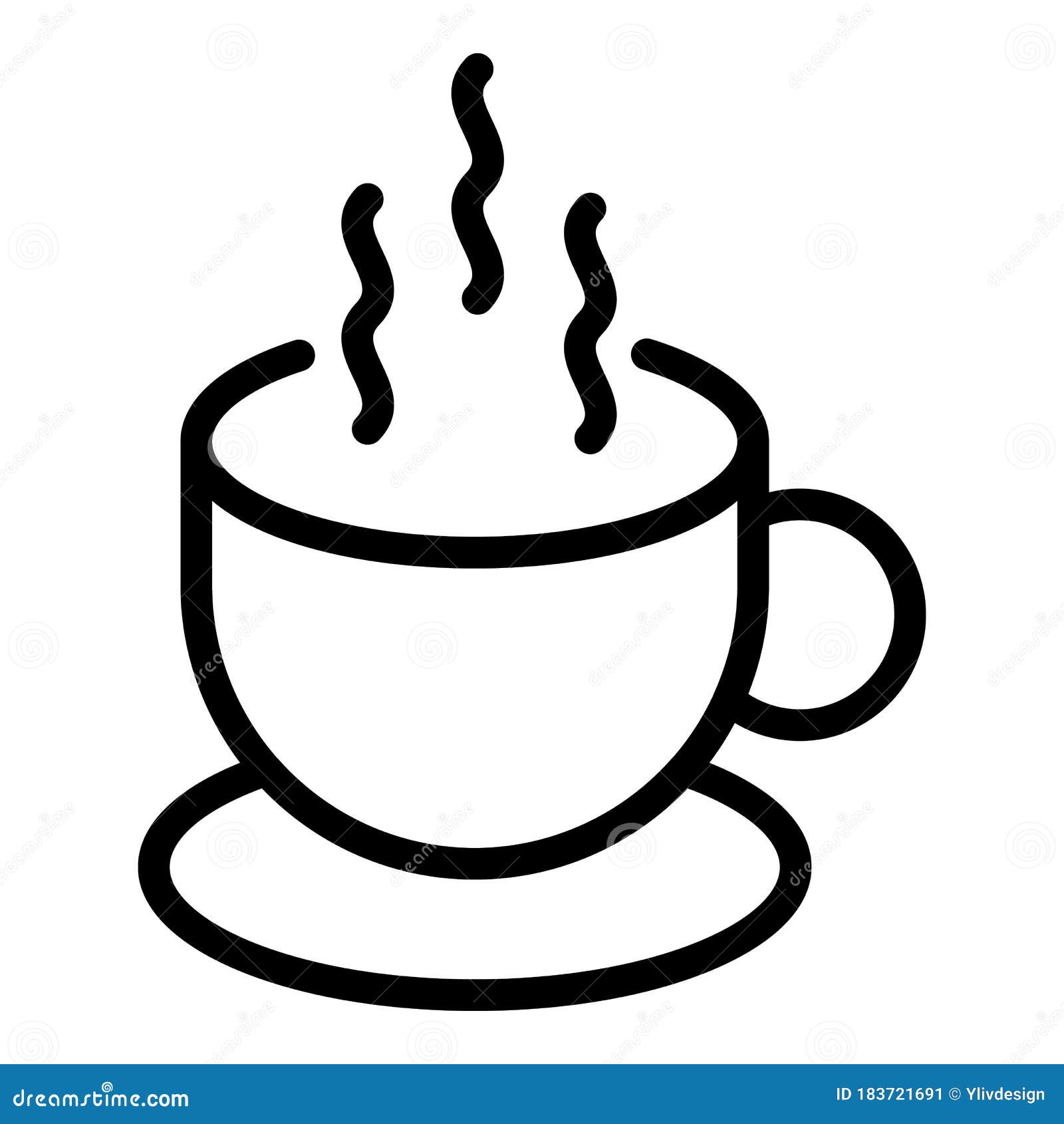 Morning Hot Coffee Cup Icon, Outline Style Stock Vector - Illustration