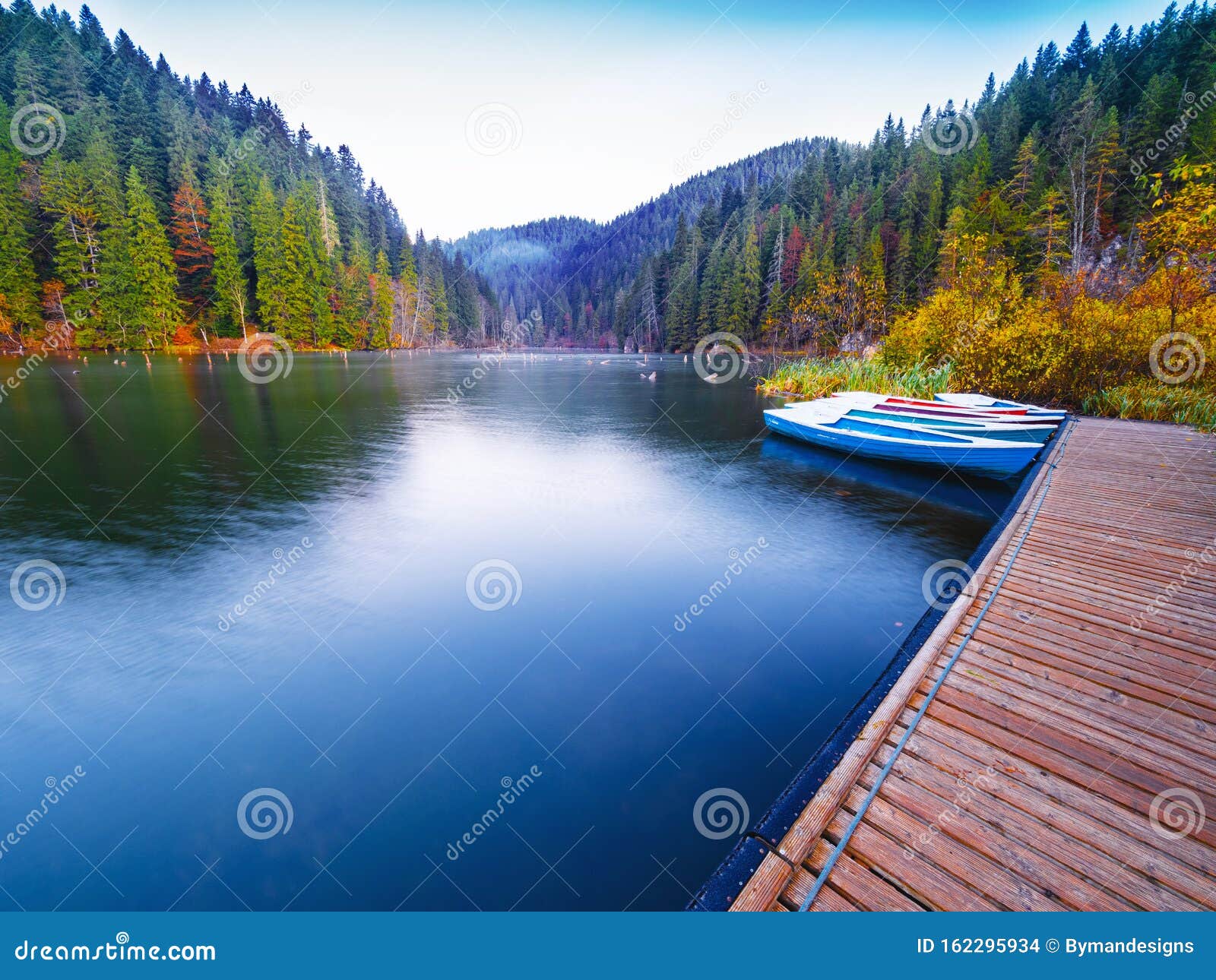 Morning on Lacul Rosu or Red Lake Located in Harghita County, Romania ...