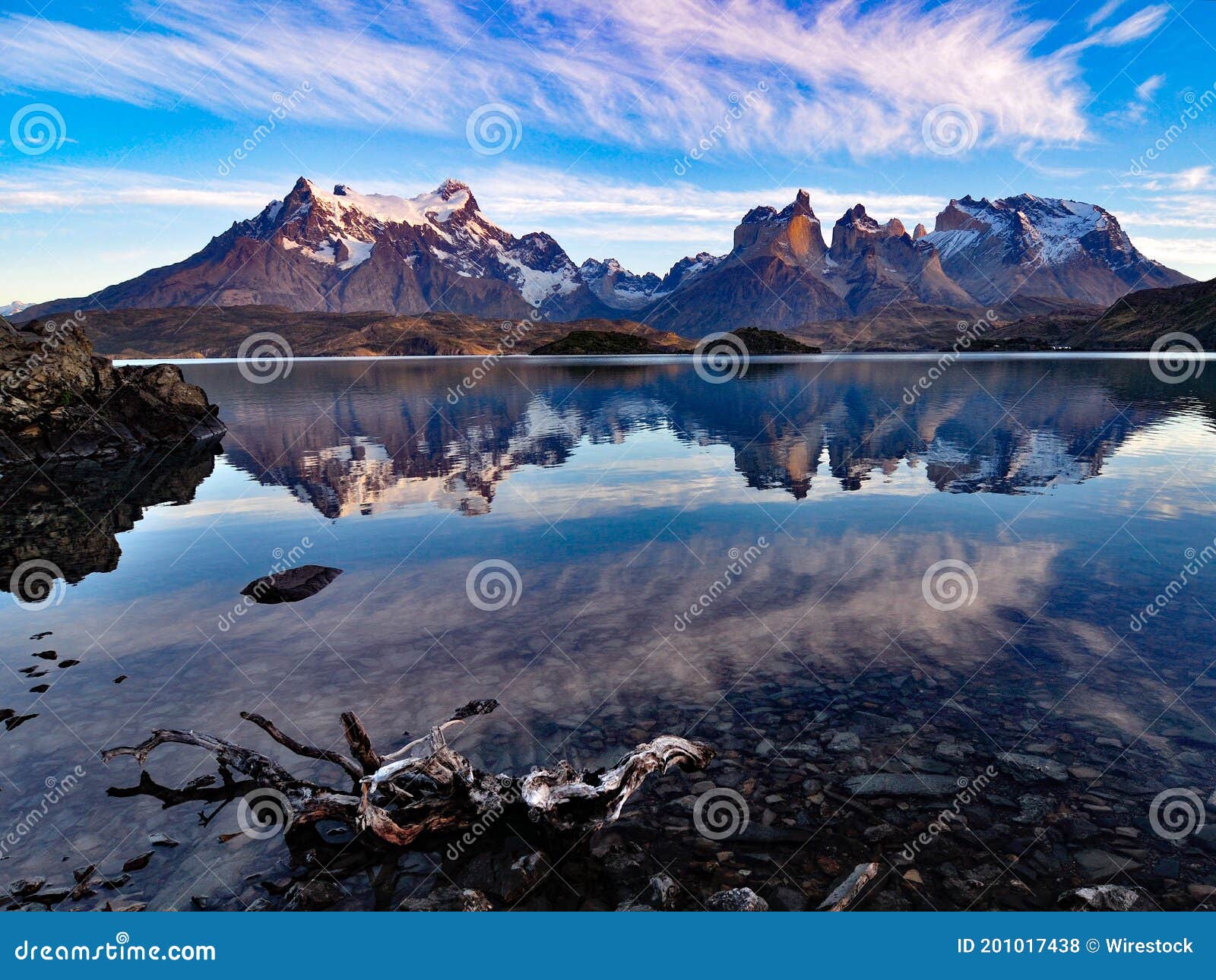 morning at lago pehoe lake, torres del paine national park