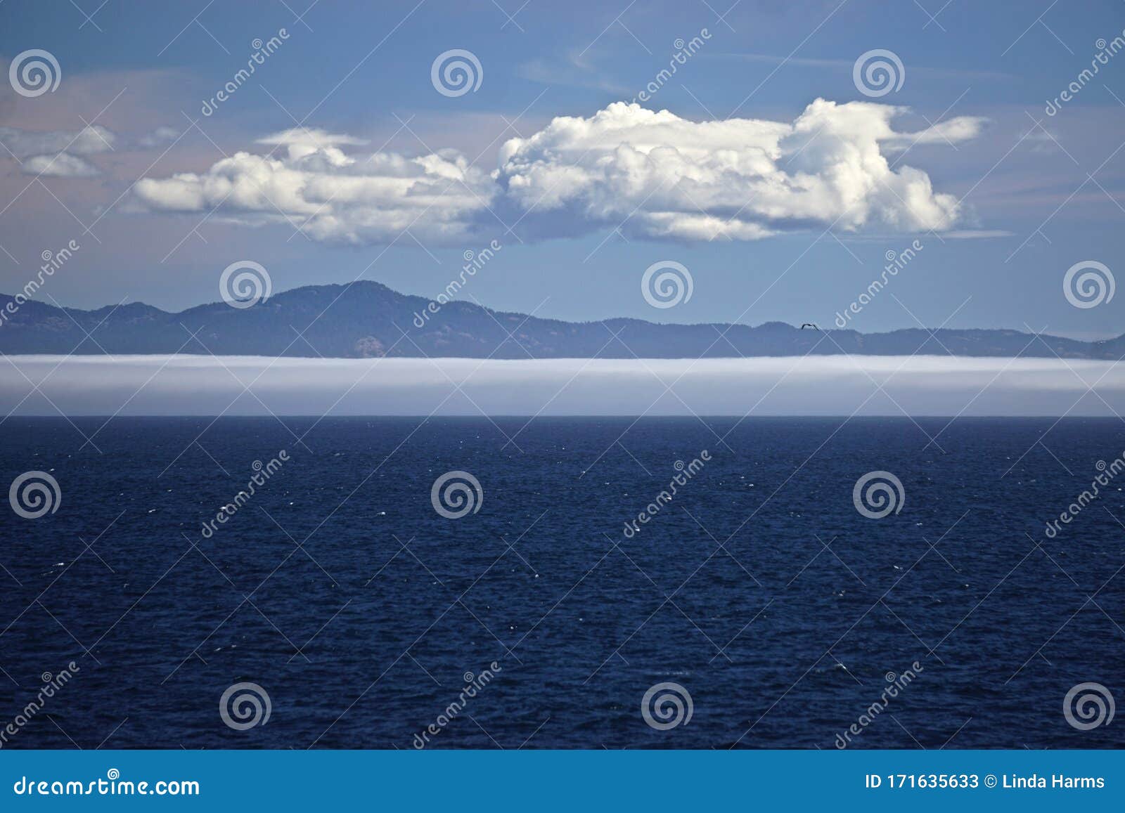 Morning At Sea Clouds And Fog In A Deep Blue Sky Over Alaskan Islands