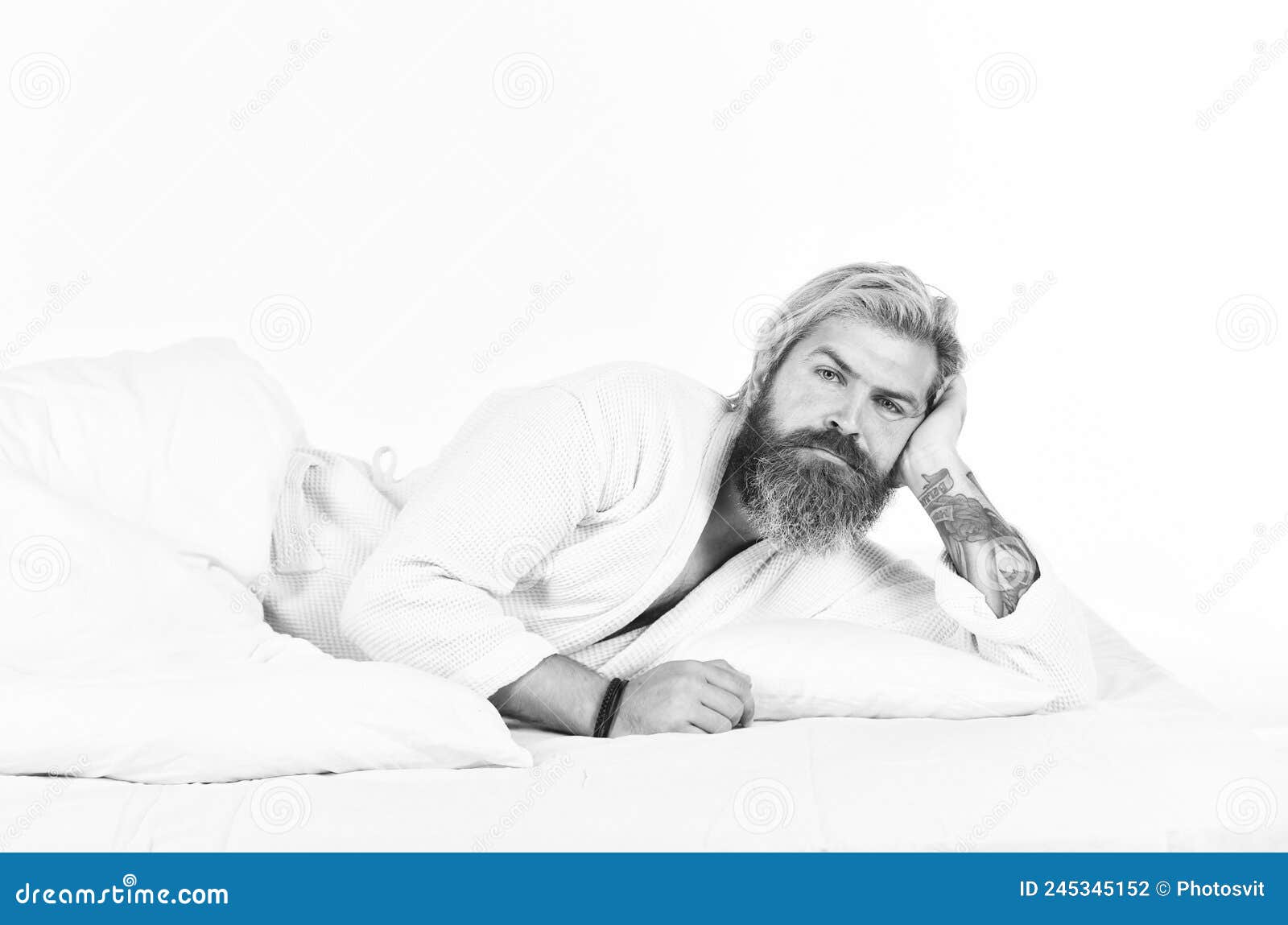 Morning Sex Concept Mens Health Man In Bathrobe Sleep In Bed