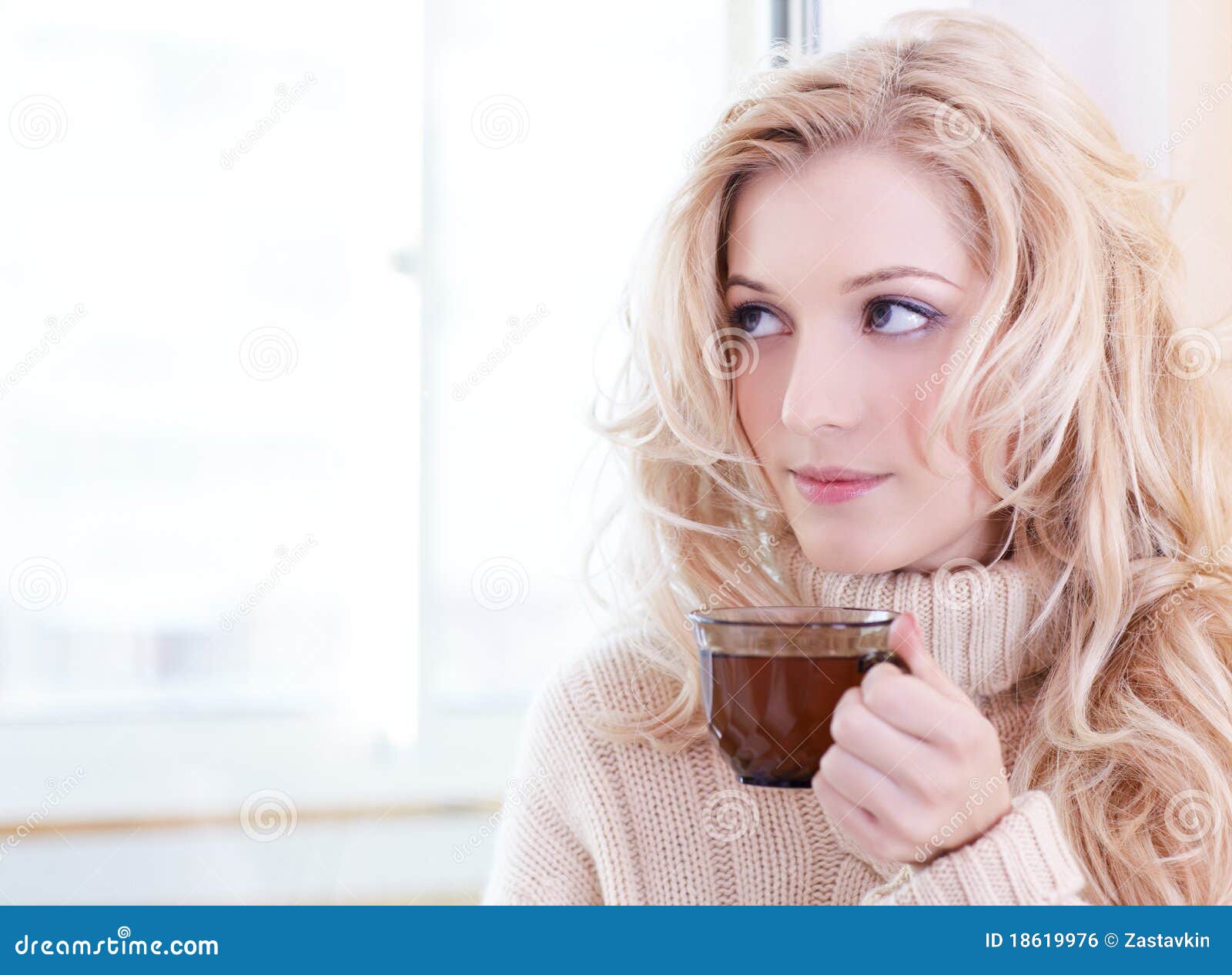 Morning tea stock photo. Image of caucasian, drink, blonde 18619976