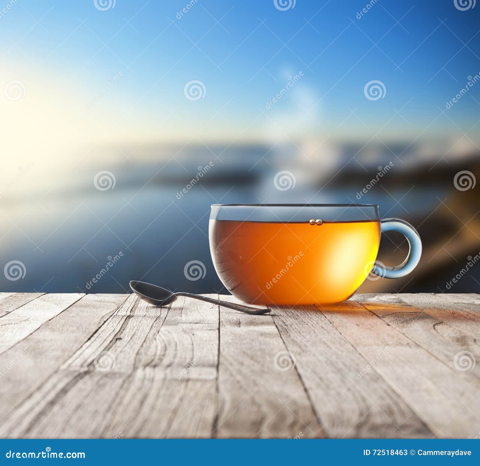 morning tea time cup sky background