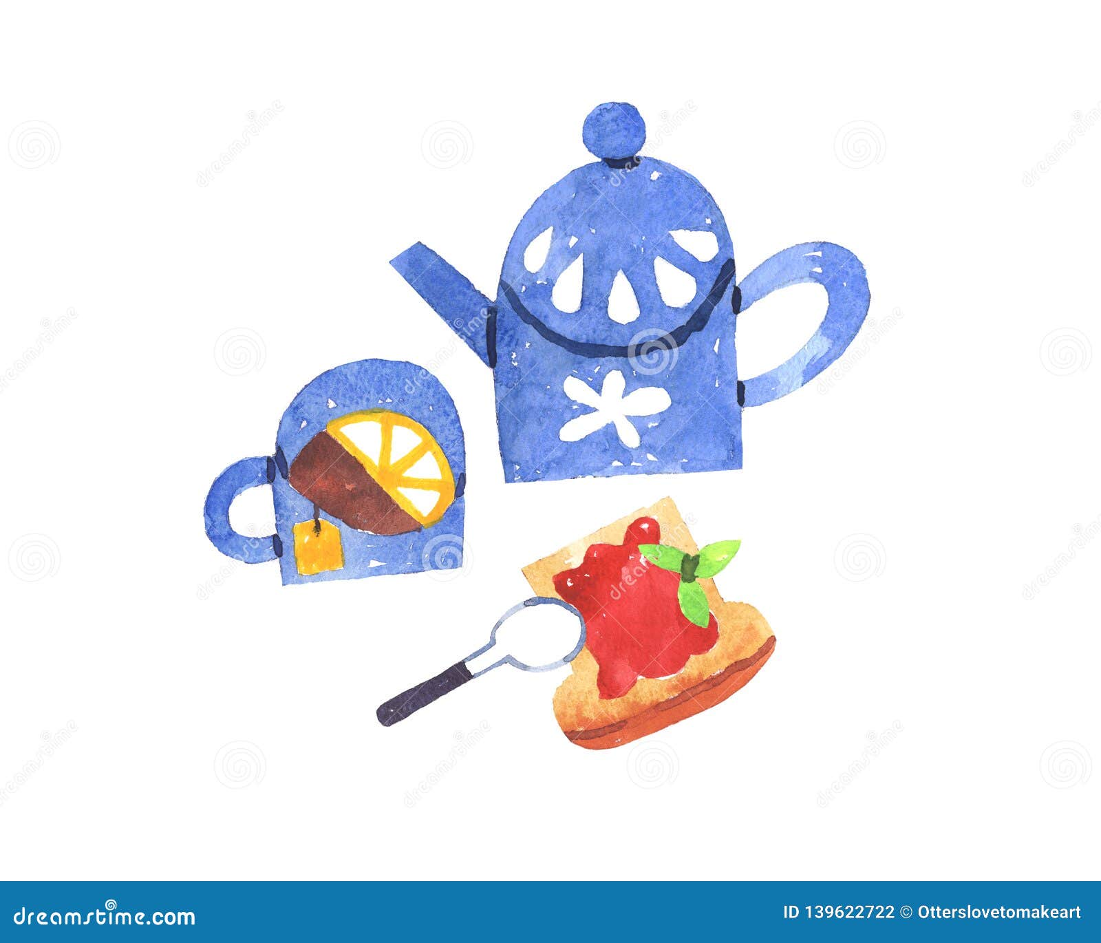 Morning Tea with Toast and Jam Watercolor Illustration Isolated Stock Illustration - Illustration of dessert, background: 139622722 Morning Tea with Toast and Jam Watercolor Illustration Isolated Stock Illustration - Illustration of dessert, background: 139622722