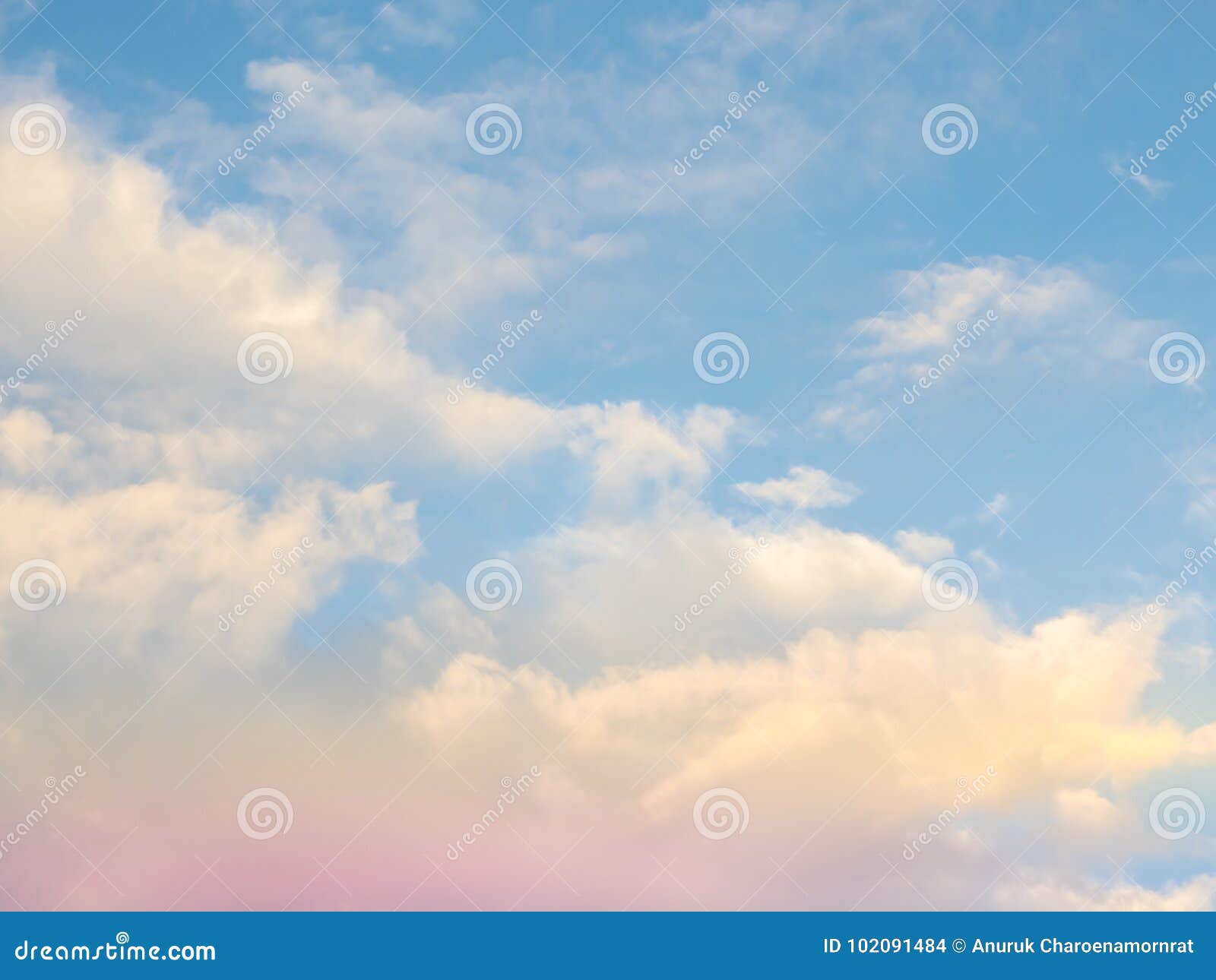 Morning Time after Sunrise with Beauty Blue Sky and White Cloud Stock
