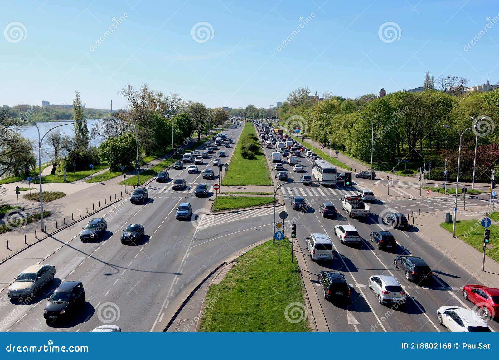 Morning Traffic Jam on the City Street. Warsaw, Poland Editorial Stock ...