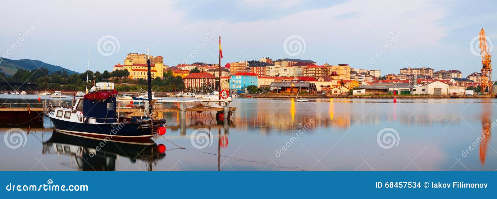 morning view of industrial seaport of maliano. santander,