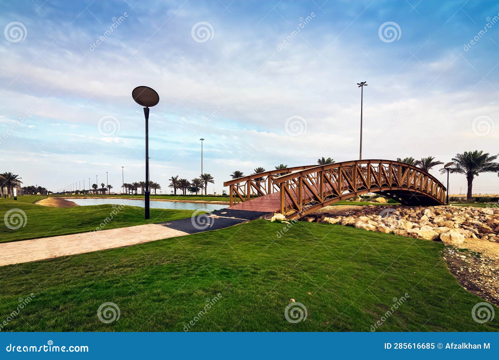 morning view of modon lake in dammam, saudi arabia