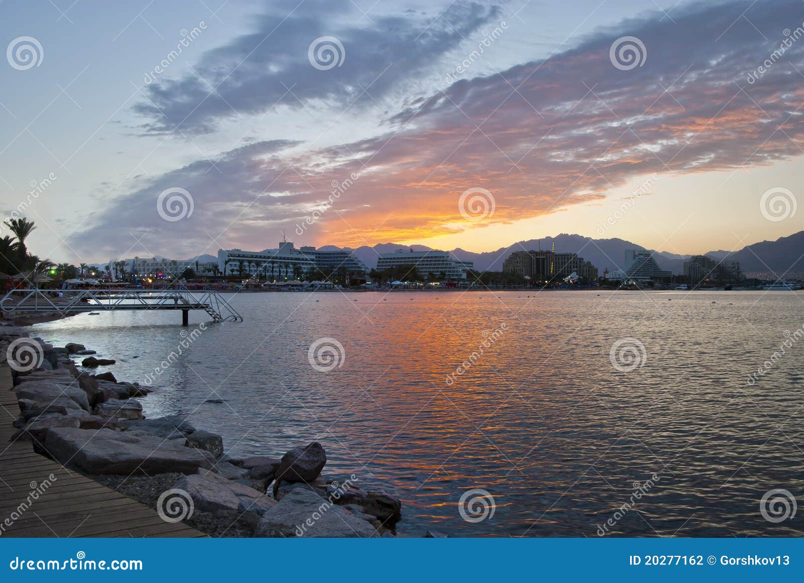Morning View on Resort Hotels in Eilat, Israel Stock Photo Image of