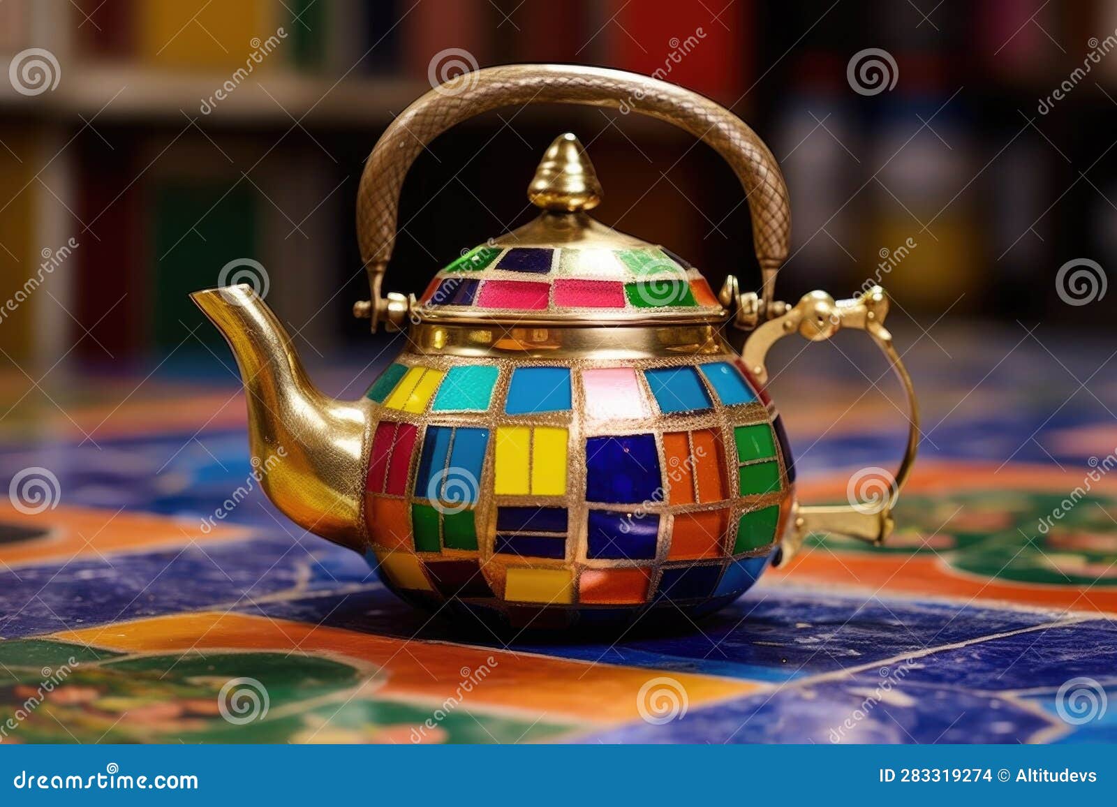 Moroccan Brass Teapot on Colorful Tiles Stock Photo Image of beverage