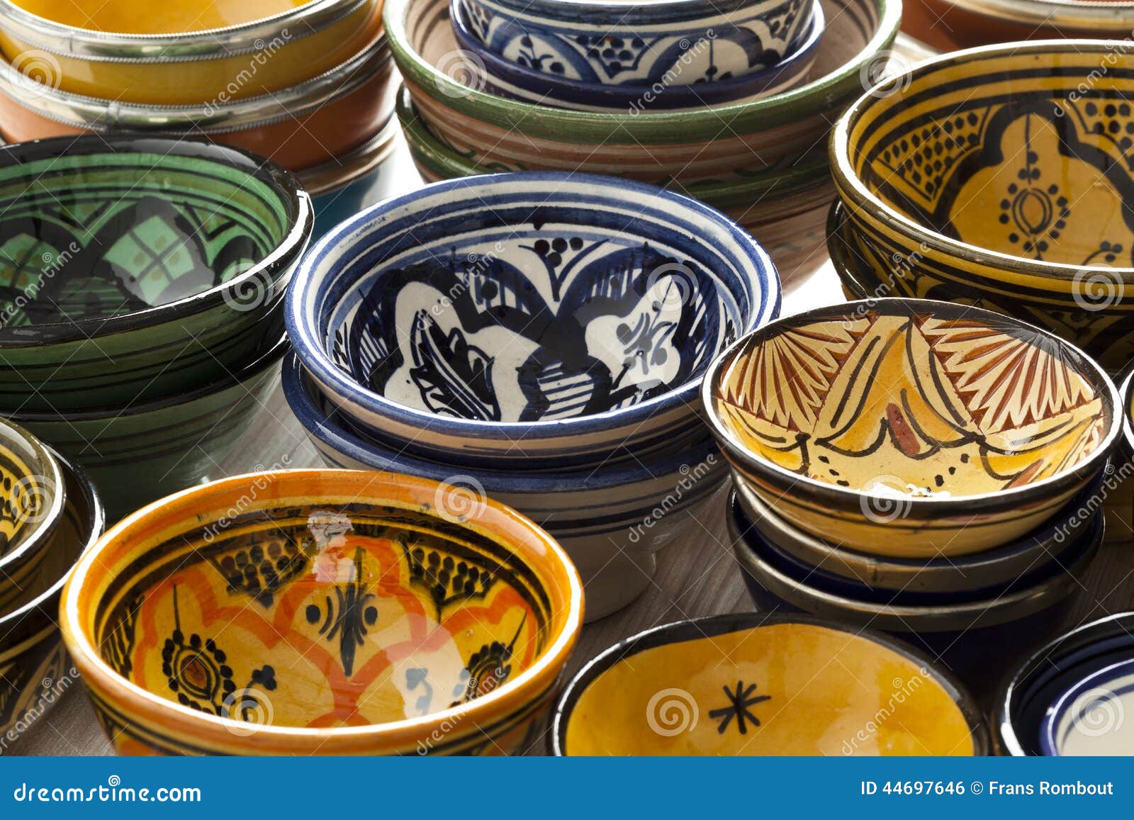 Moroccan Ceramic Bowls on the Market Stock Photo Image of pottery