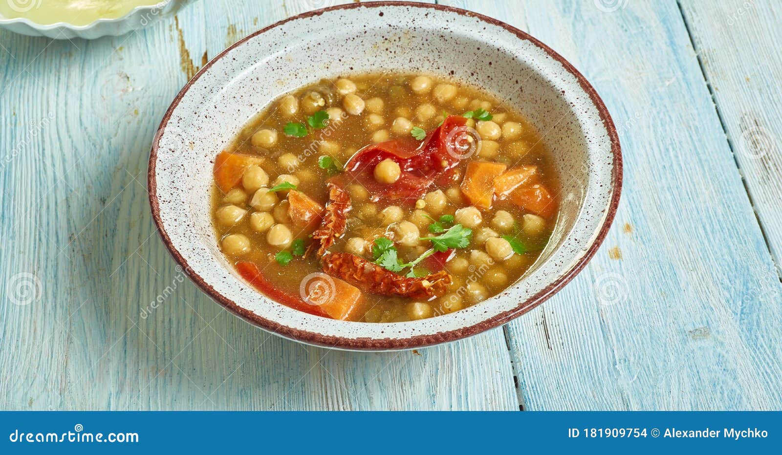 Moroccan Chickpea, Carrot, and Spinach Soup Stock Photo - Image of
