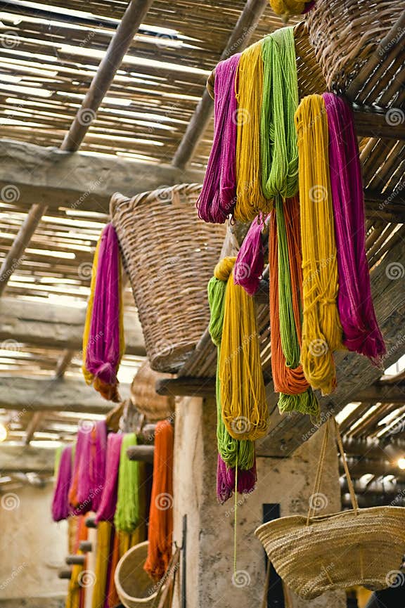 Moroccan Fabric and Yarn Store Stock Image Image of hung, baskets