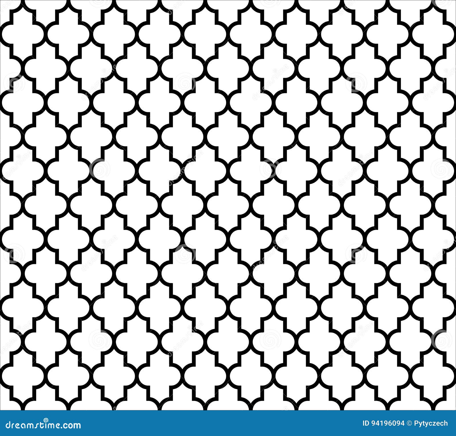 Moroccan Islamic Seamless Pattern Background In Black And White