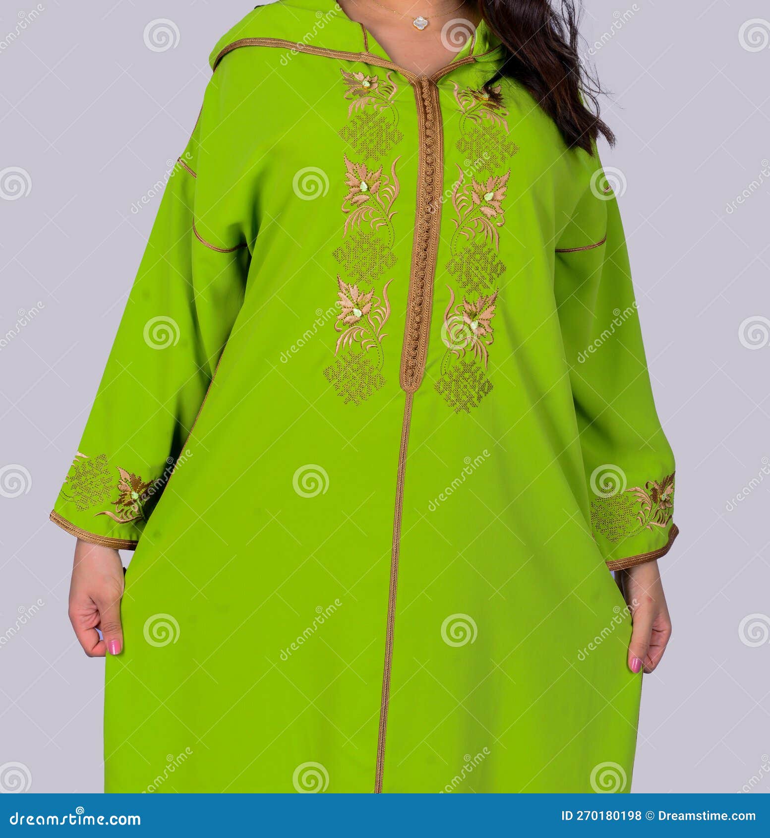 Moroccan Model Wearing a Green Djellaba Stock Photo Image of