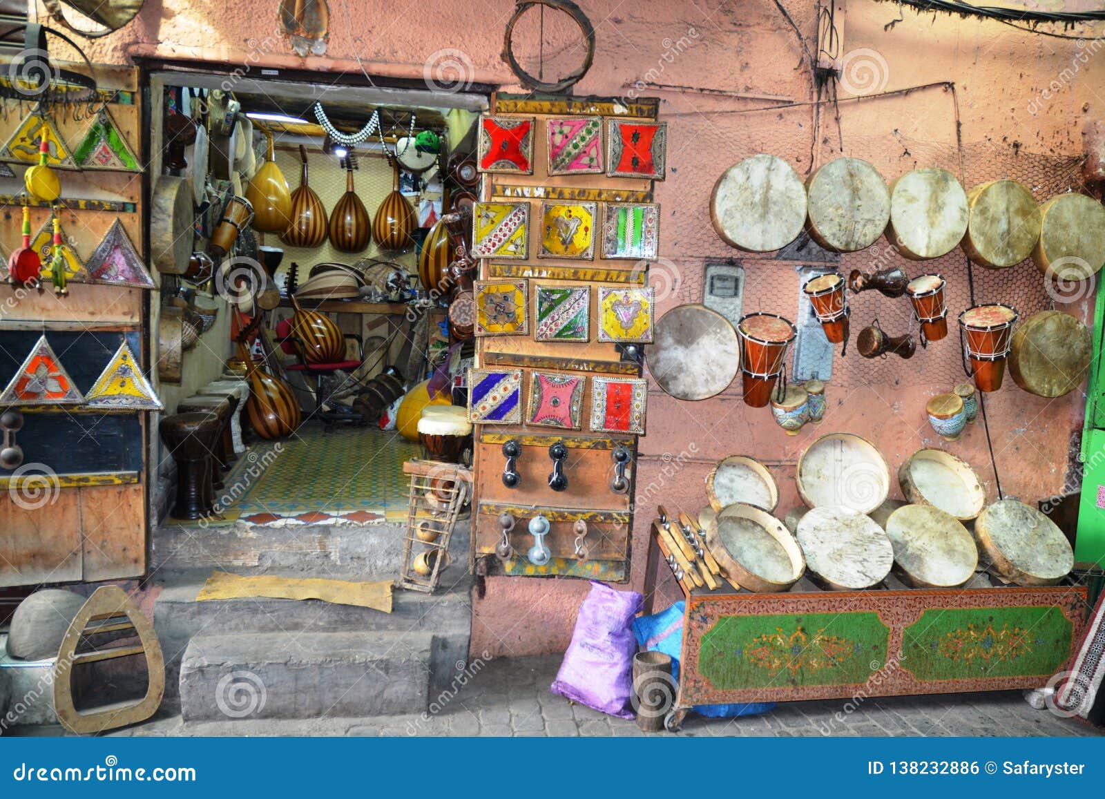 Moroccan Musical Instruments Shop  Marrakesh Stock Photo 