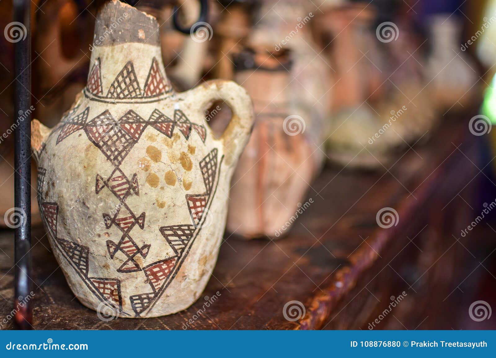 Moroccan Pots for Decoration in Chefchaouen, Morocco Stock Photo
