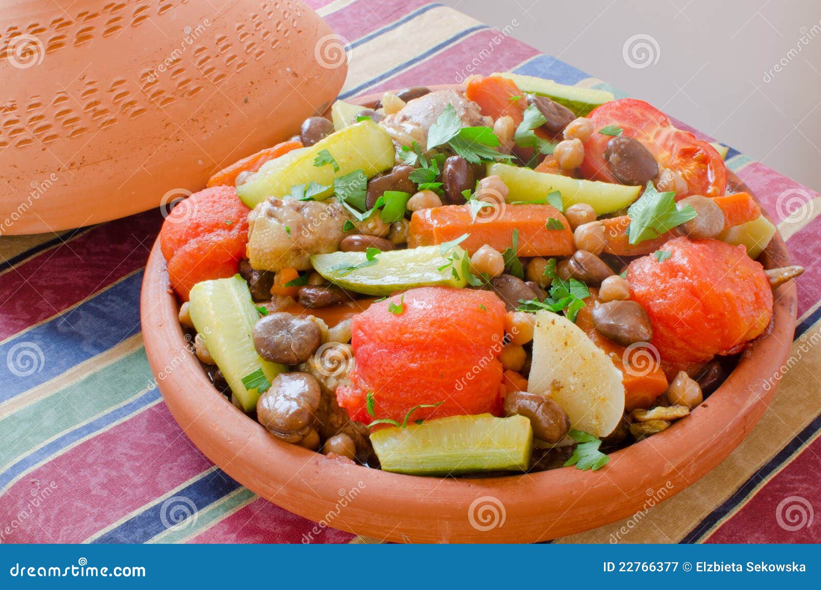 Moroccan Seven Vegetables Tajine Stock Image Image of spiced, fava 22766377