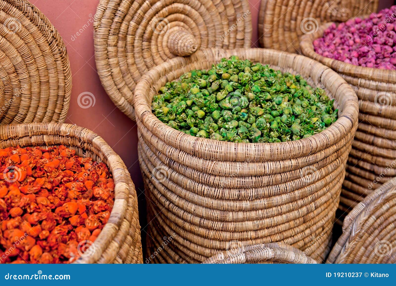 Moroccan Spice Store Baskets Stock Image Image 19210237